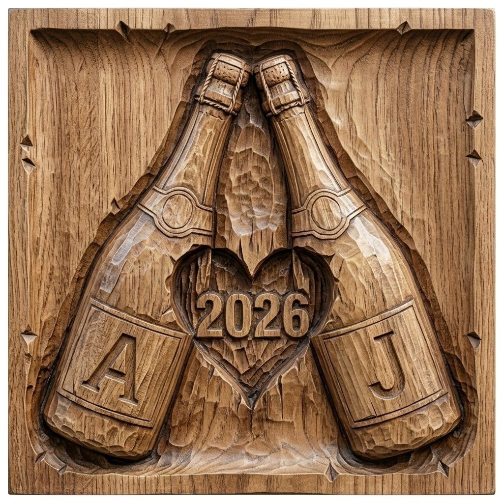Personalized Anniversary Champagne Celebration CNC Relief STL bas-relief STL — view 9