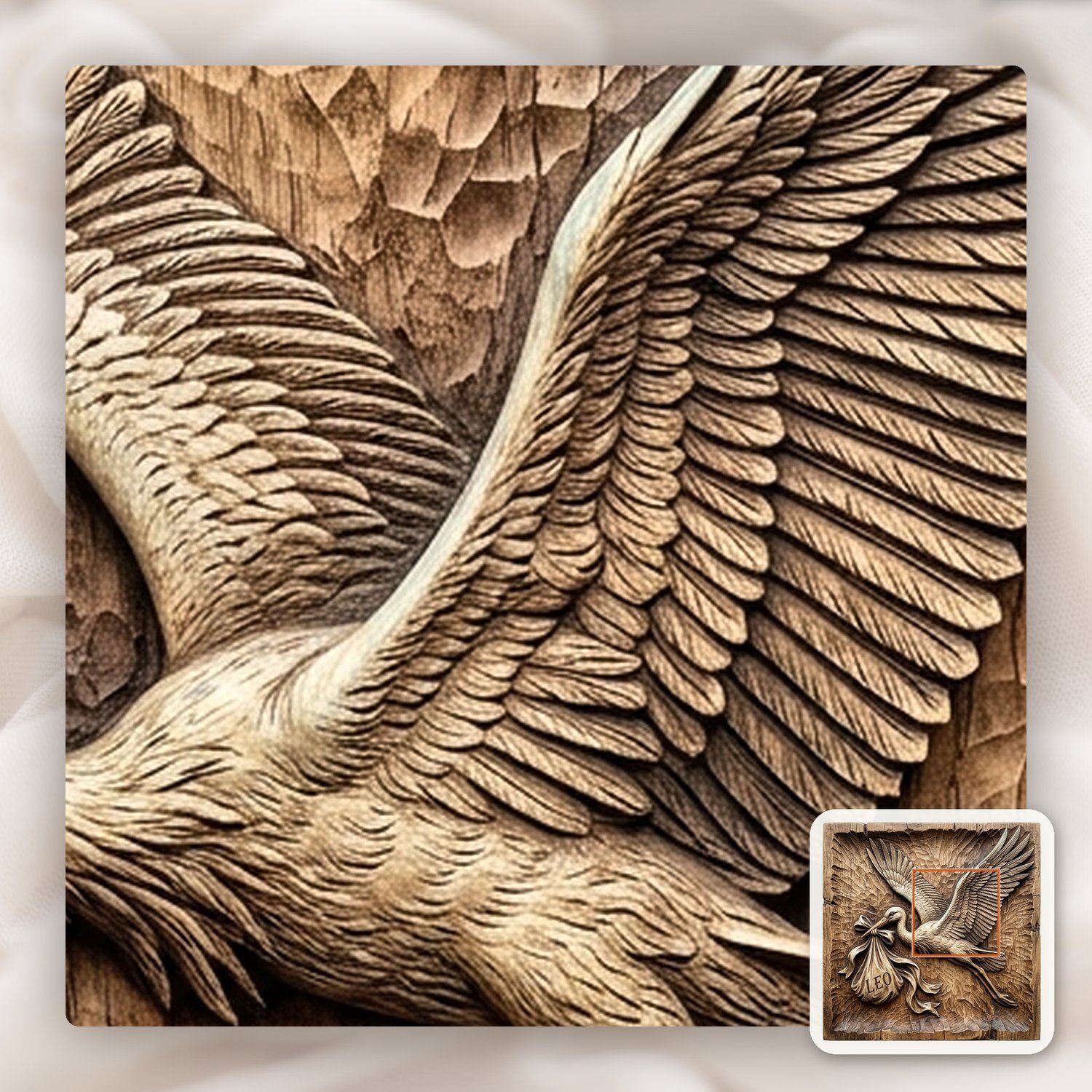Personalized Stork Baby Delivery Nursery Decor CNC Relief STL bas-relief STL — view 11