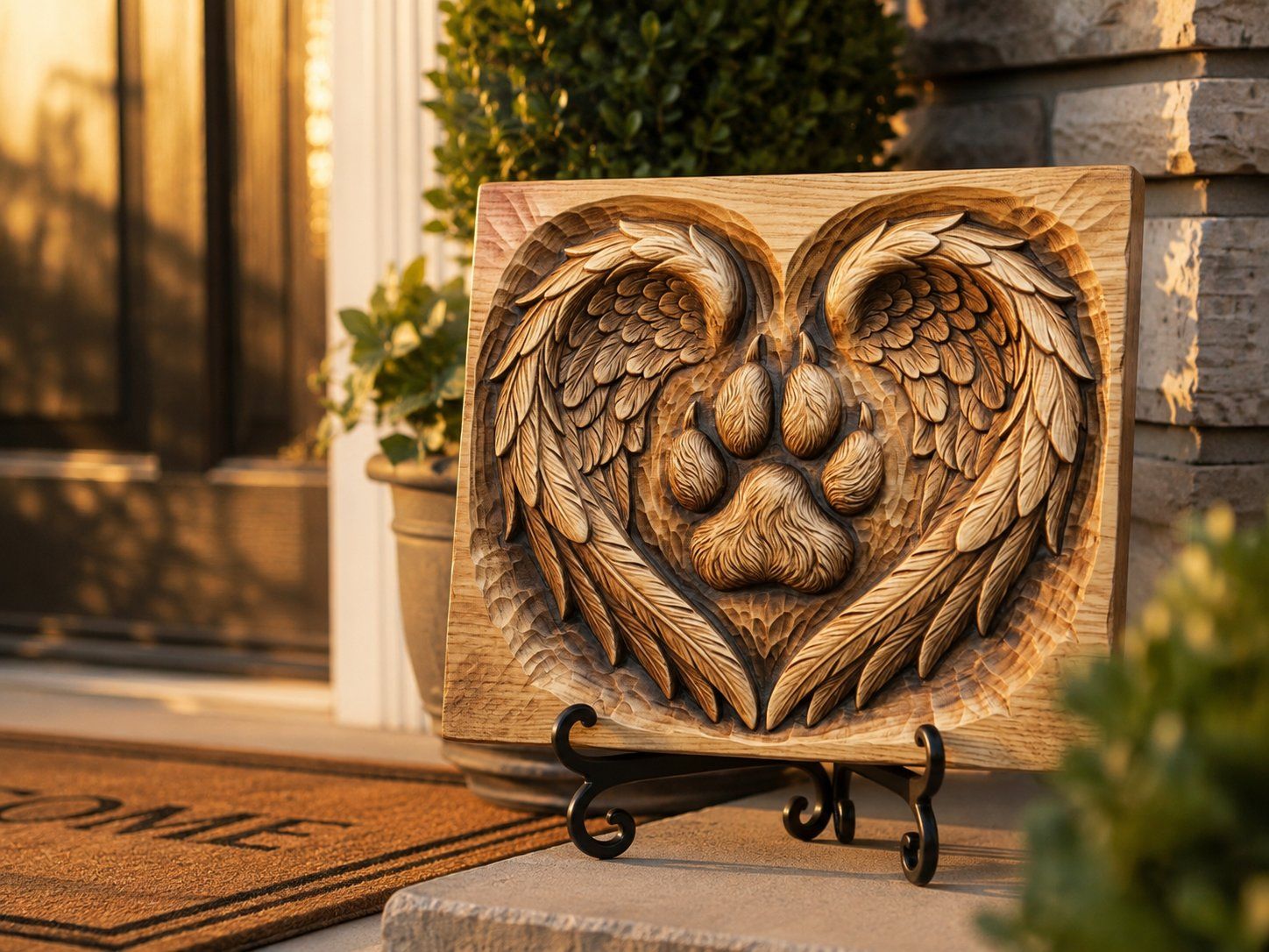 Pet Memorial Angel Wings Paw Print Heart CNC Relief STL bas-relief STL — view 7