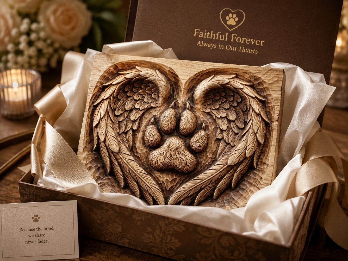 Pet Memorial Angel Wings Paw Print Heart CNC Relief STL bas-relief STL — view 8