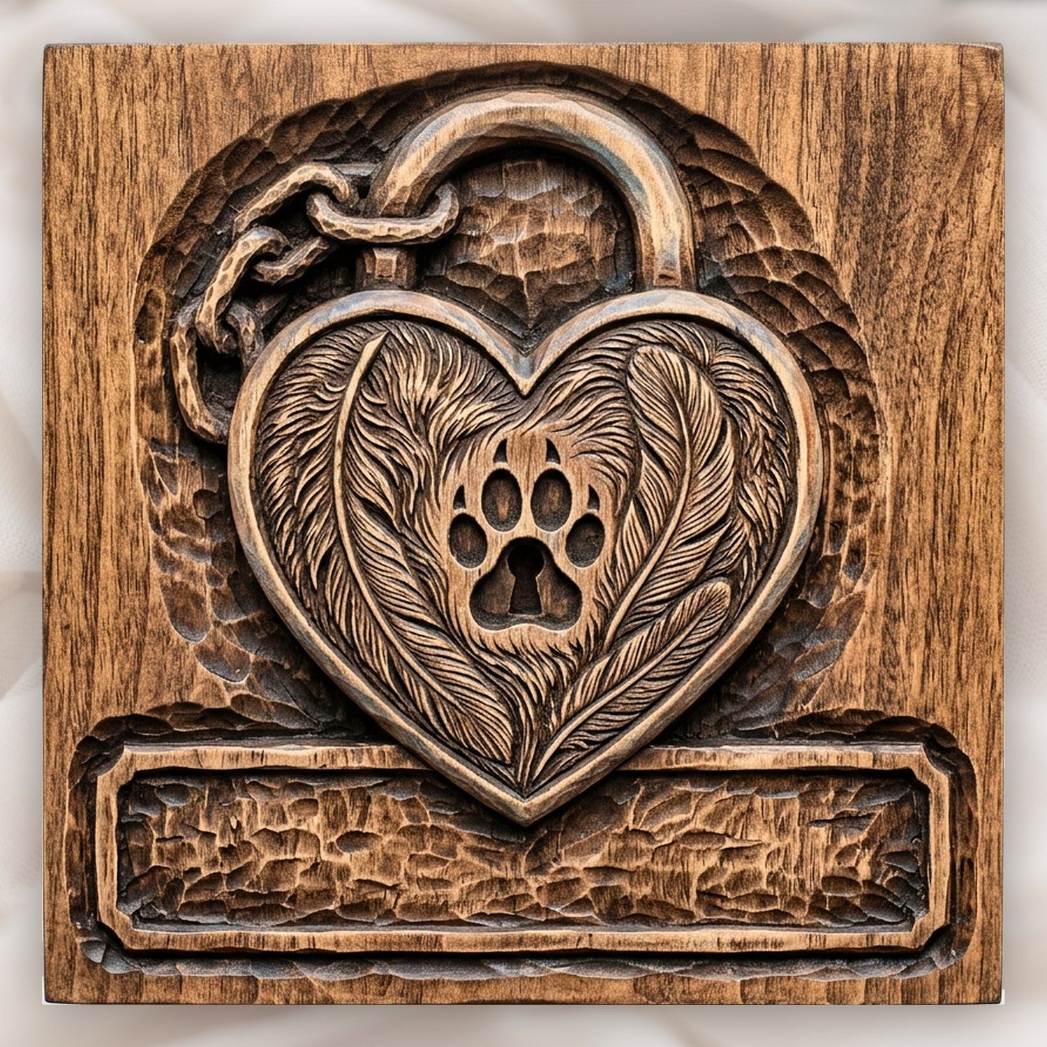 Pet Memorial Heart Padlock CNC Relief STL bas-relief STL design