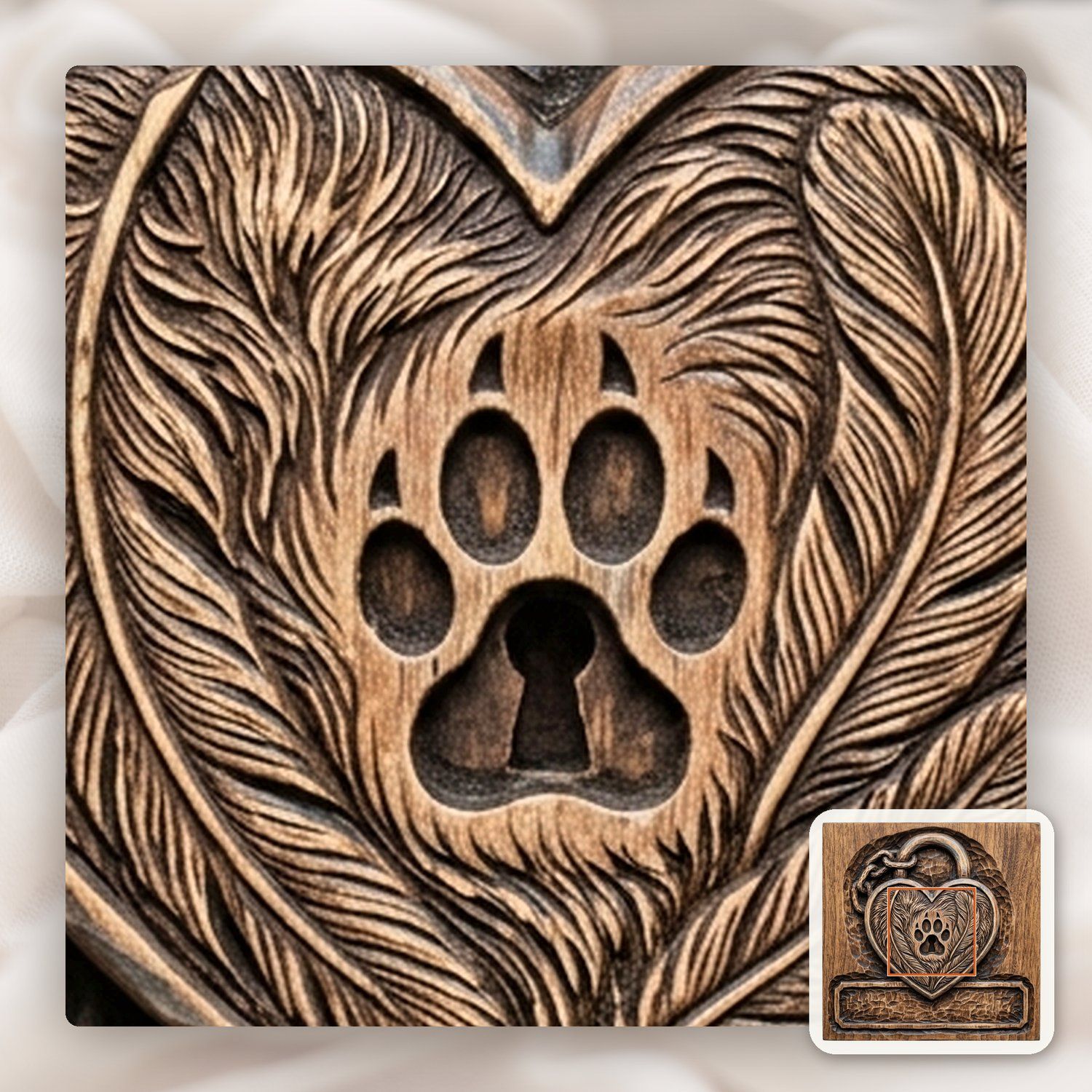 Pet Memorial Heart Padlock CNC Relief STL bas-relief STL — view 11