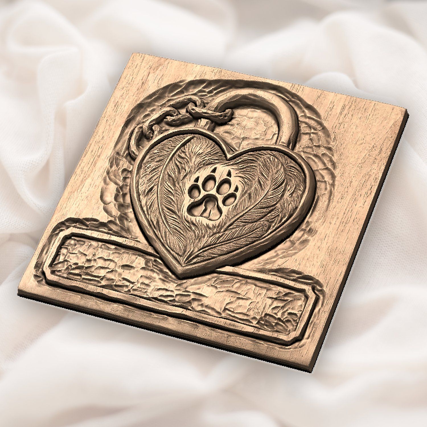 Pet Memorial Heart Padlock CNC Relief STL bas-relief STL — view 5