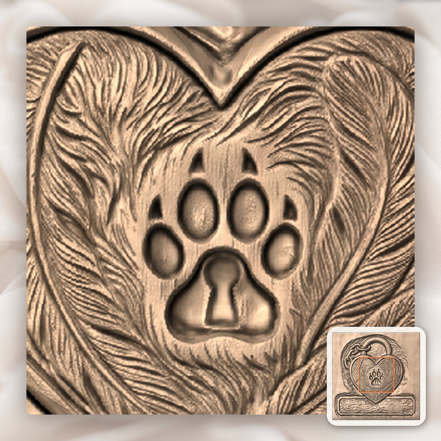 Pet Memorial Heart Padlock CNC Relief STL bas-relief STL — view 7