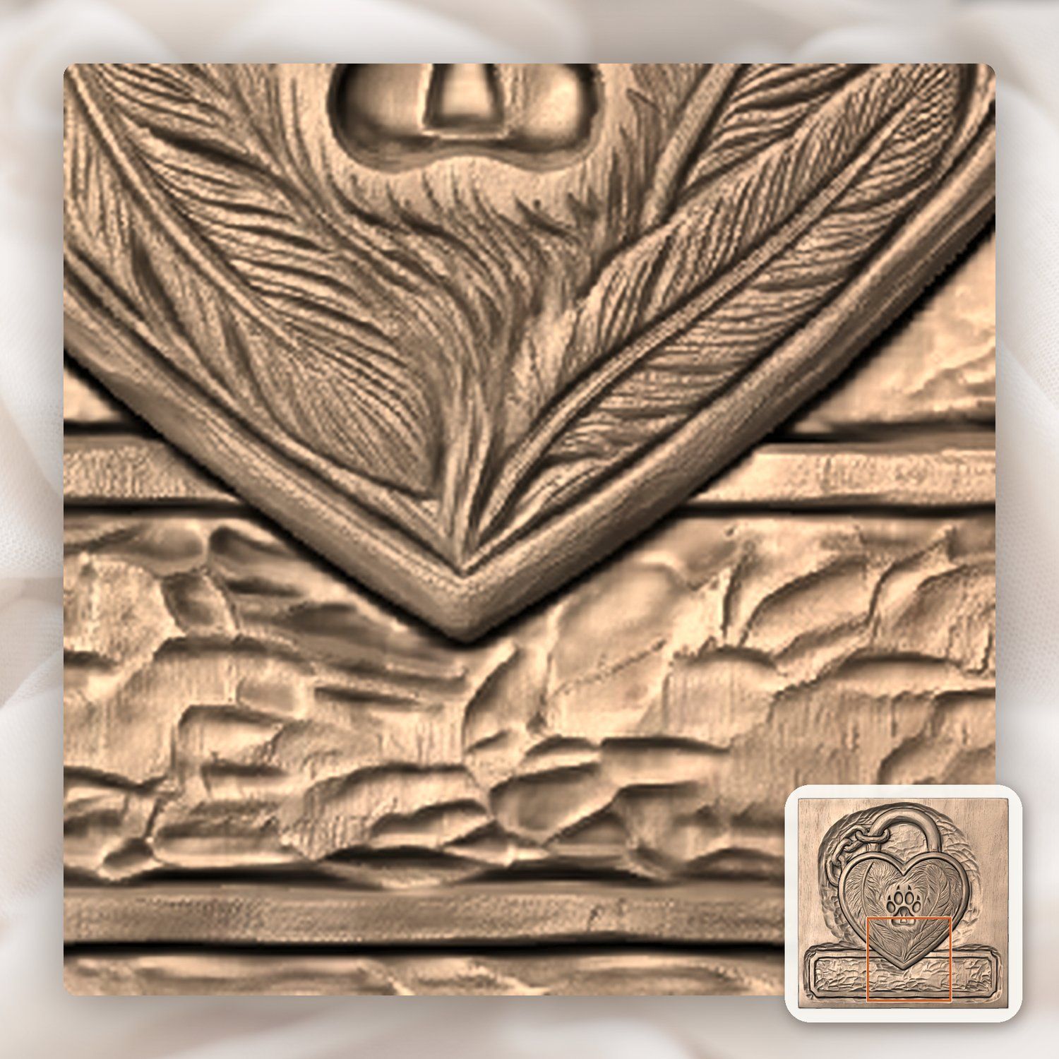Pet Memorial Heart Padlock CNC Relief STL bas-relief STL — view 8