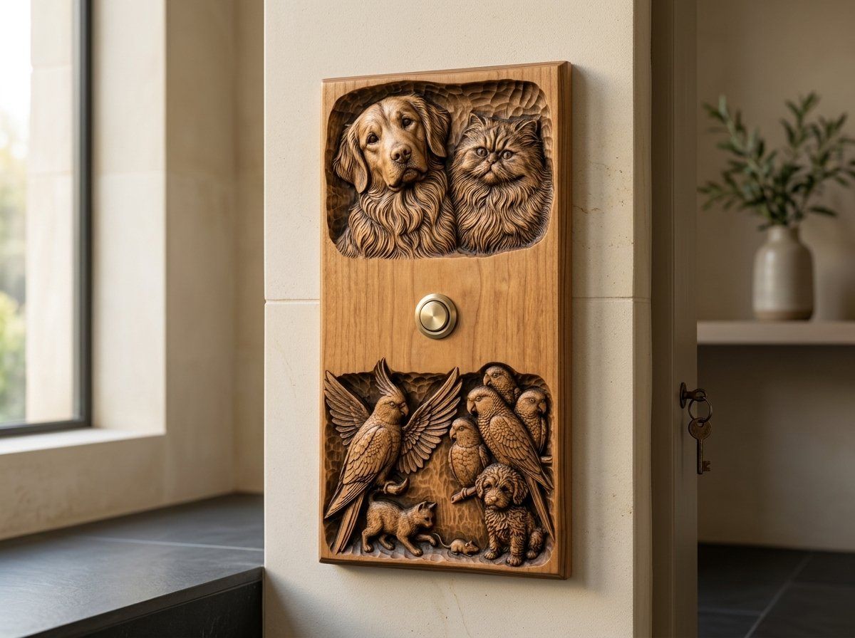 Pets Doorbell Backing Plate CNC Relief STL bas-relief STL — view 12