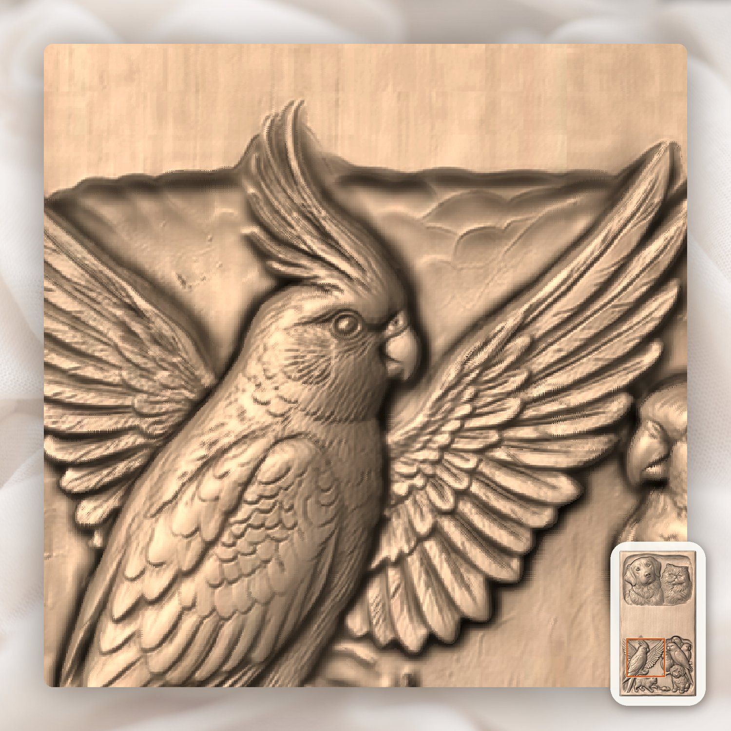 Pets Doorbell Backing Plate CNC Relief STL bas-relief STL — view 6