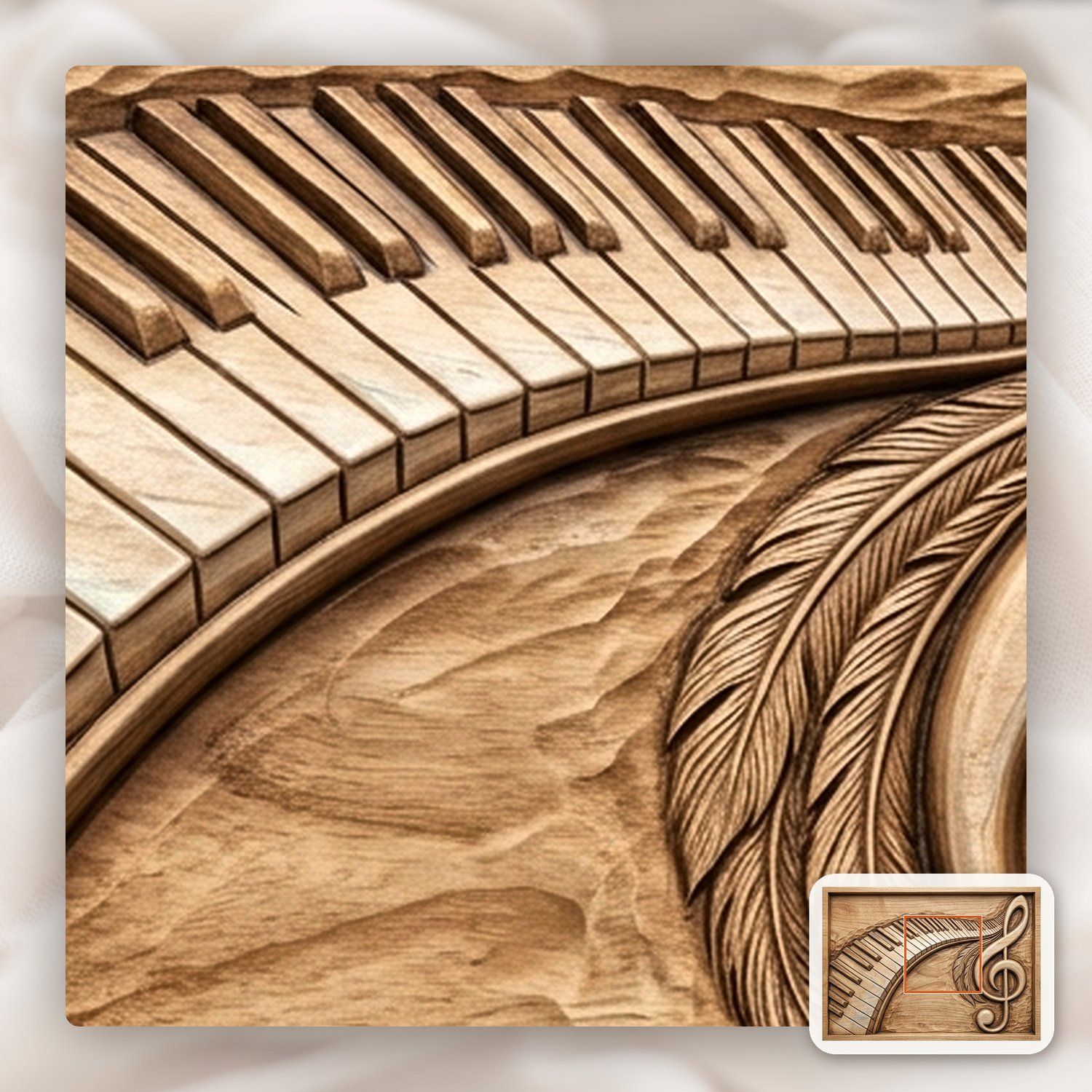 Piano Keys Treble Clef CNC Relief STL bas-relief STL — view 11