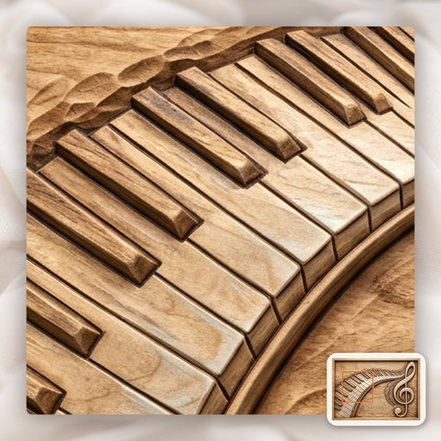 Piano Keys Treble Clef CNC Relief STL bas-relief STL — view 12