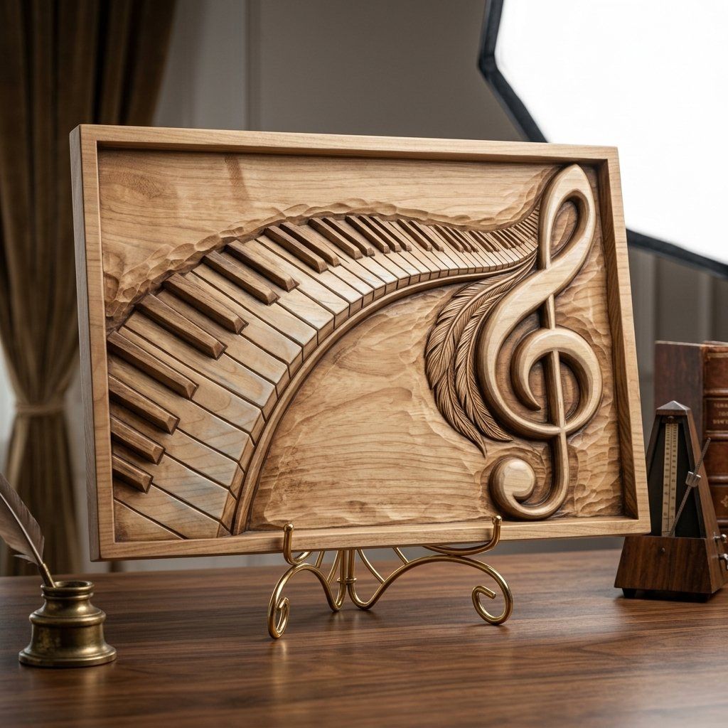 Piano Keys Treble Clef CNC Relief STL bas-relief STL — view 3