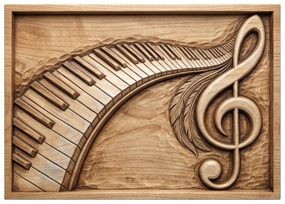 Piano Keys Treble Clef CNC Relief STL bas-relief STL — view 14