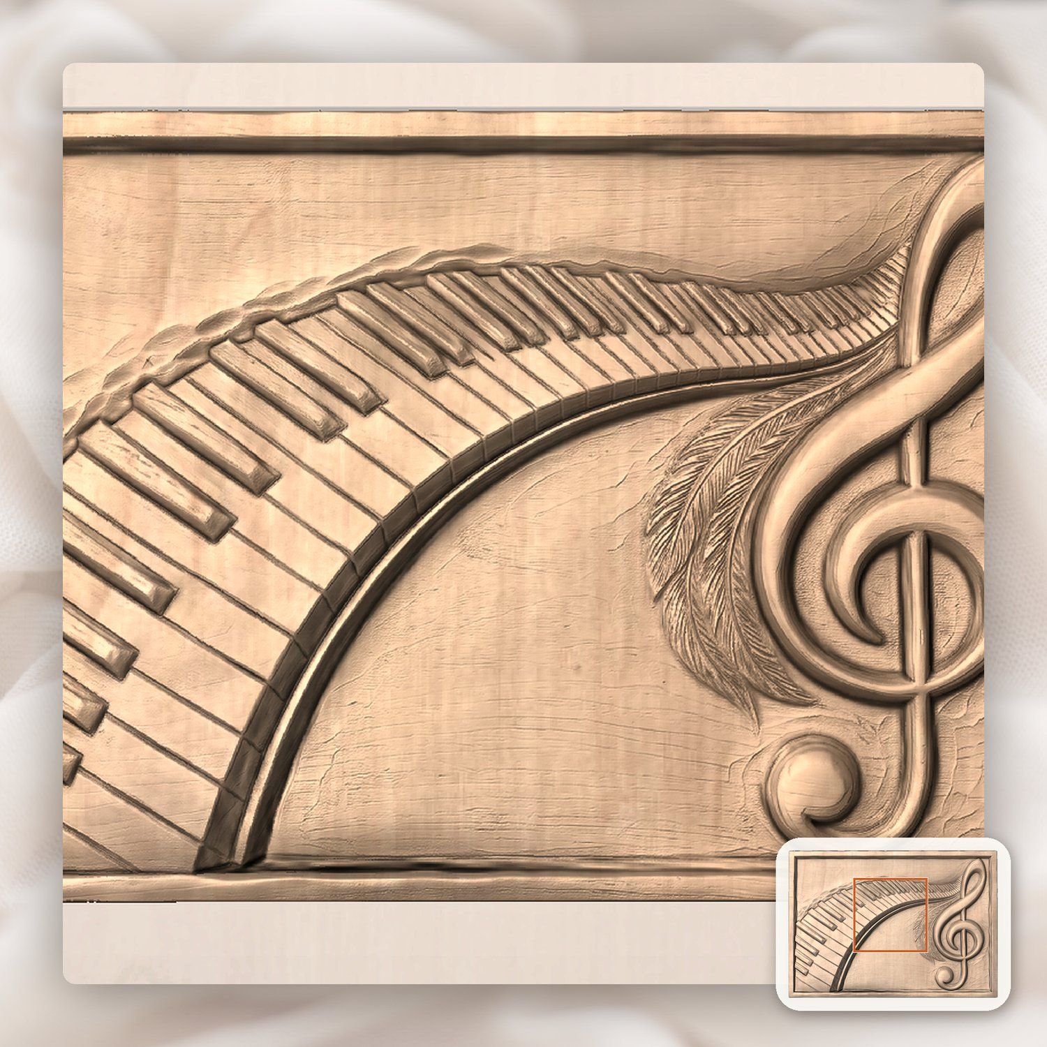 Piano Keys Treble Clef CNC Relief STL bas-relief STL — view 6