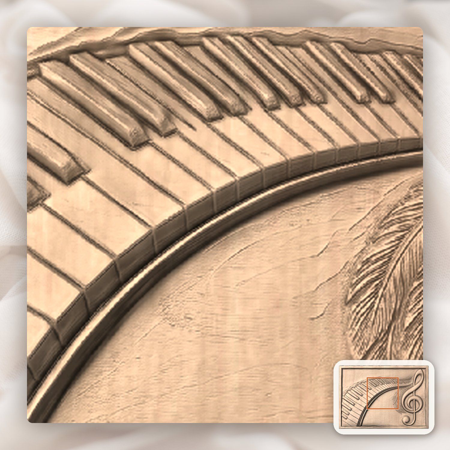Piano Keys Treble Clef CNC Relief STL bas-relief STL — view 7