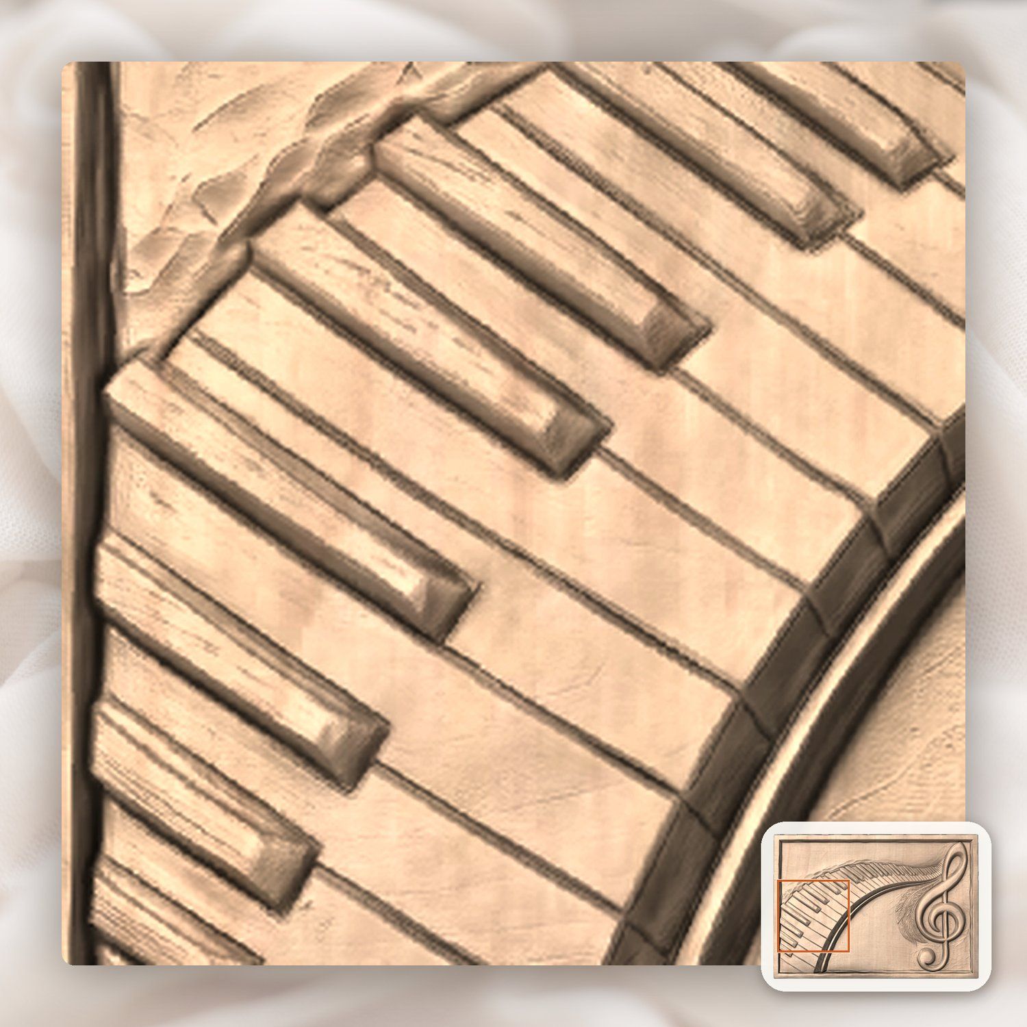 Piano Keys Treble Clef CNC Relief STL bas-relief STL — view 8