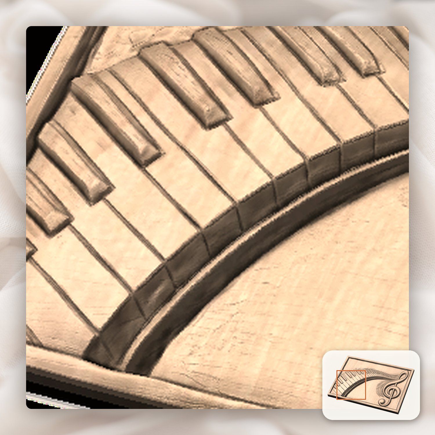 Piano Keys Treble Clef CNC Relief STL bas-relief STL — view 10