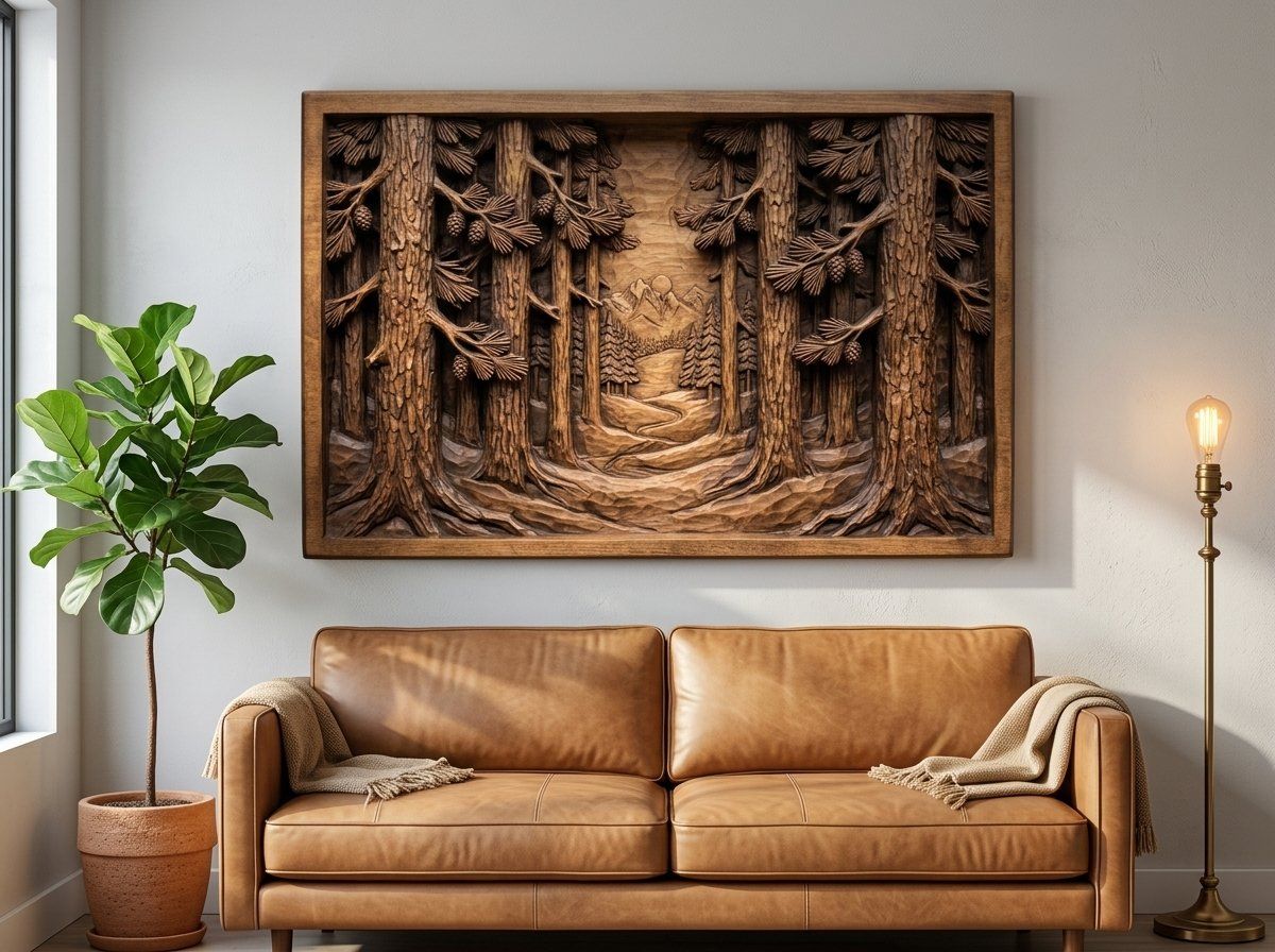 Pine Forest Mountain Vista Panorama CNC Relief STL bas-relief STL — view 12