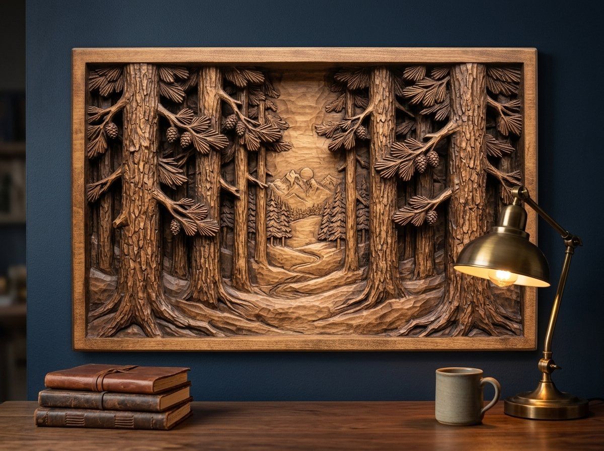 Pine Forest Mountain Vista Panorama CNC Relief STL bas-relief STL — view 13