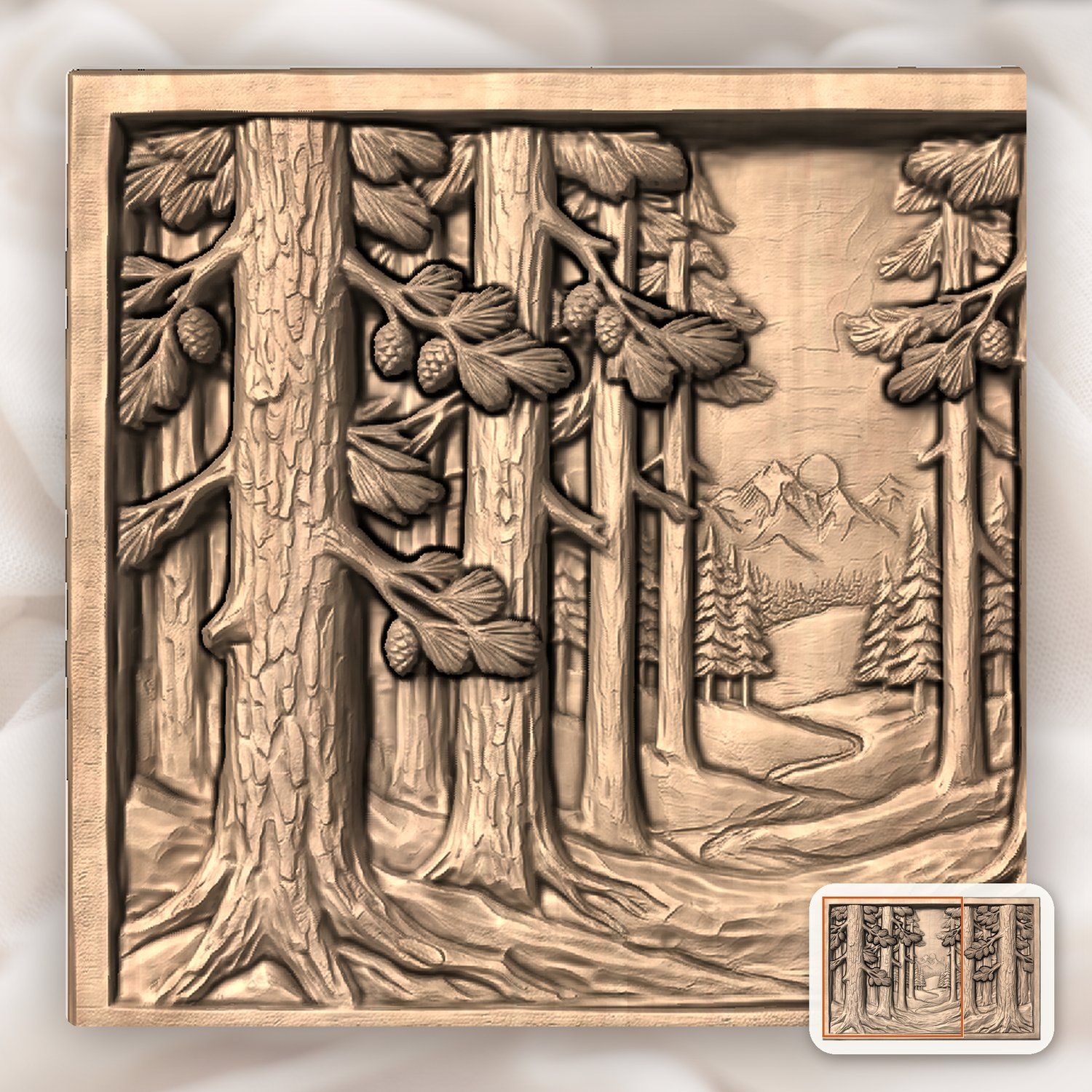 Pine Forest Mountain Vista Panorama CNC Relief STL bas-relief STL — view 7
