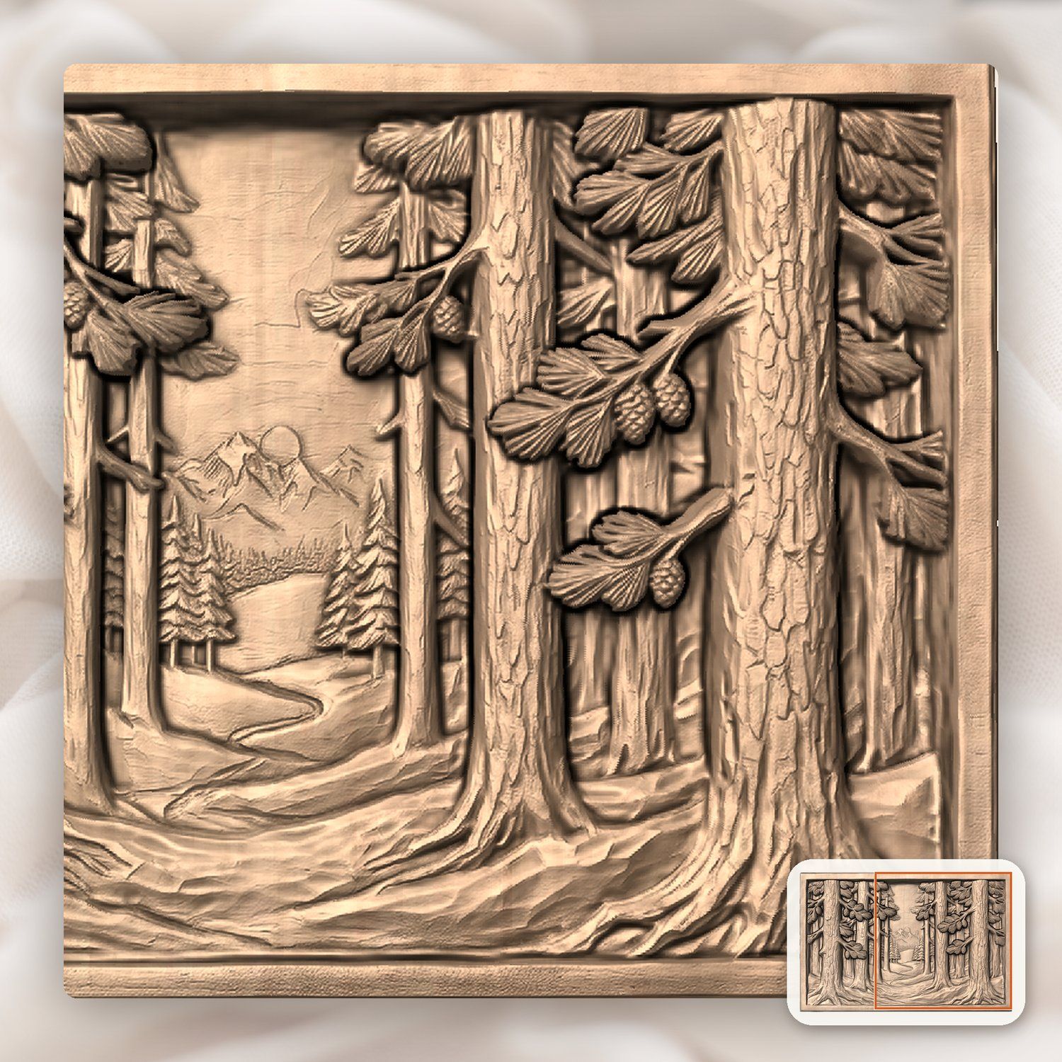 Pine Forest Mountain Vista Panorama CNC Relief STL bas-relief STL — view 8