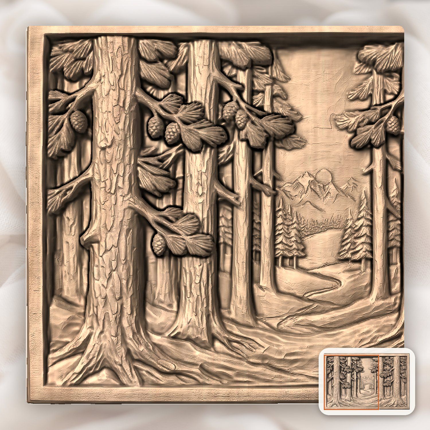 Pine Forest Mountain Vista Panorama CNC Relief STL bas-relief STL — view 9