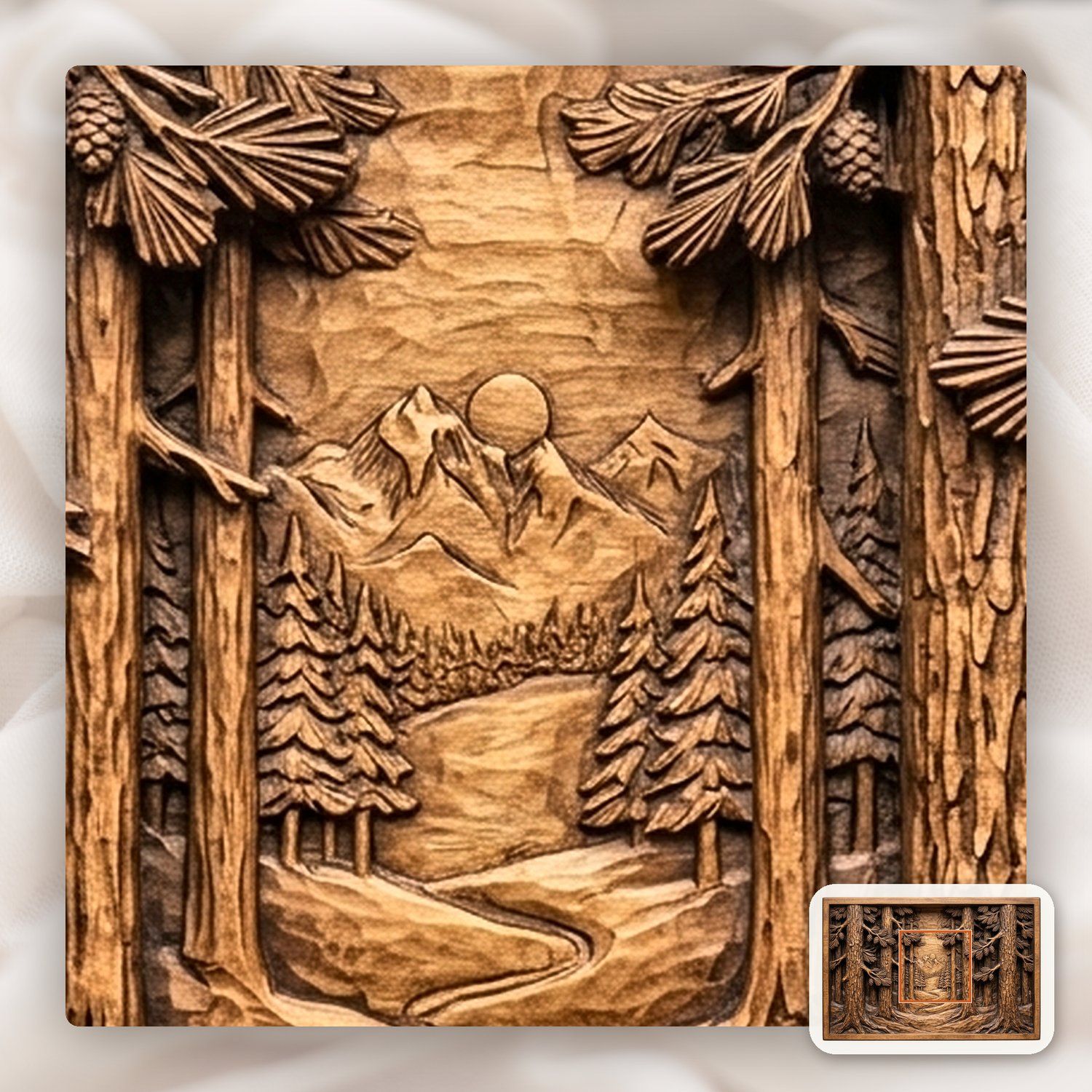 Pine Forest Mountain Vista Panorama CNC Relief STL bas-relief STL — view 10