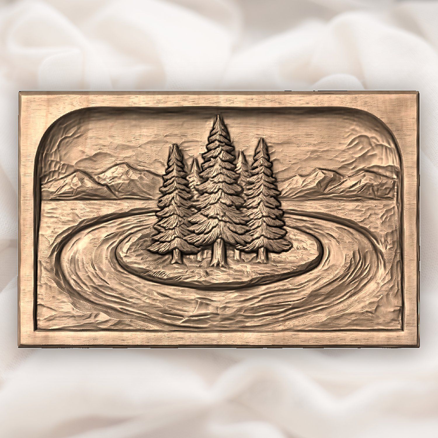 Pine Tree Island River Mountain CNC Relief STL bas-relief STL — view 4