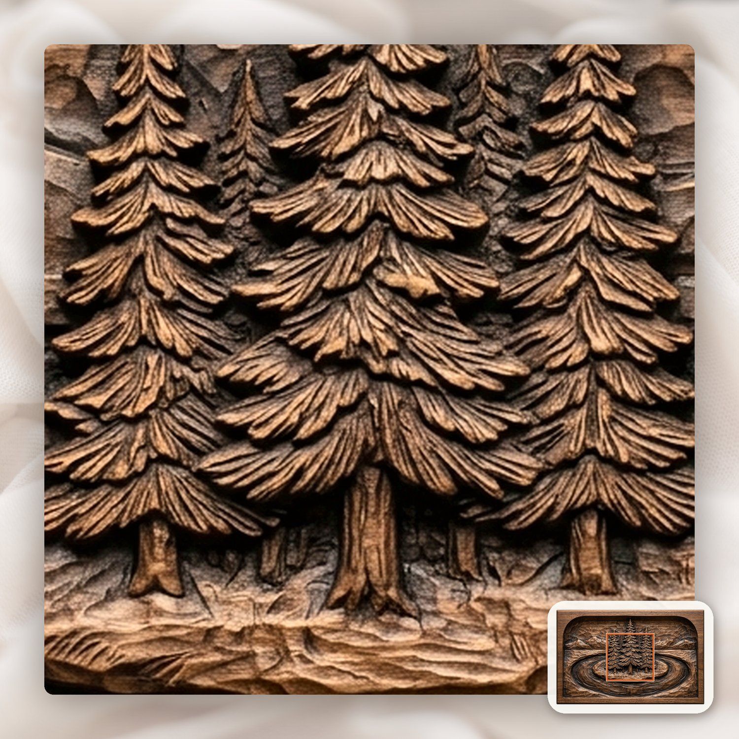 Pine Tree Island River Mountain CNC Relief STL bas-relief STL — view 8