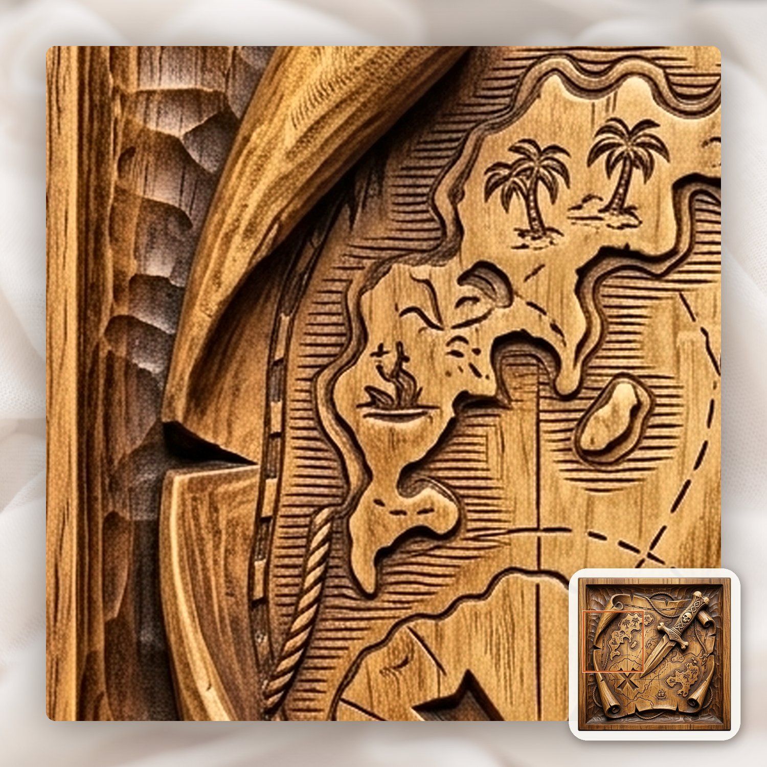 Pirate Map Bone Dagger CNC Relief STL bas-relief STL — view 11