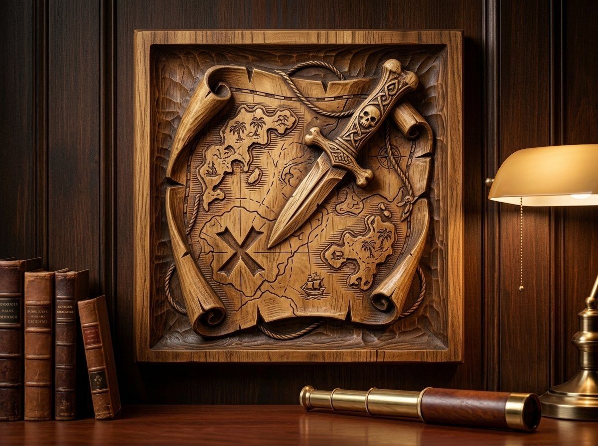 Pirate Map Bone Dagger CNC Relief STL bas-relief STL — view 12