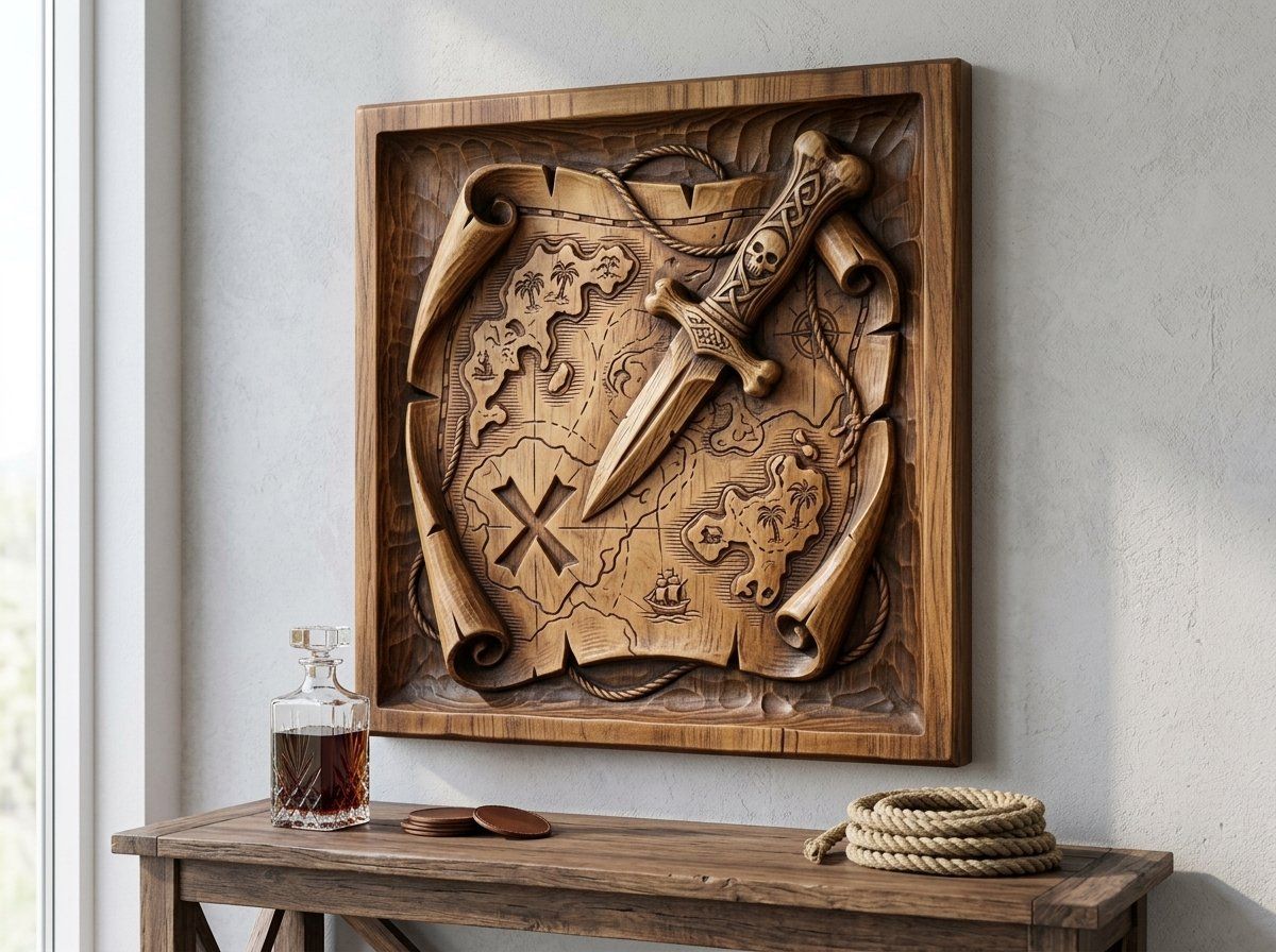 Pirate Map Bone Dagger CNC Relief STL bas-relief STL — view 13