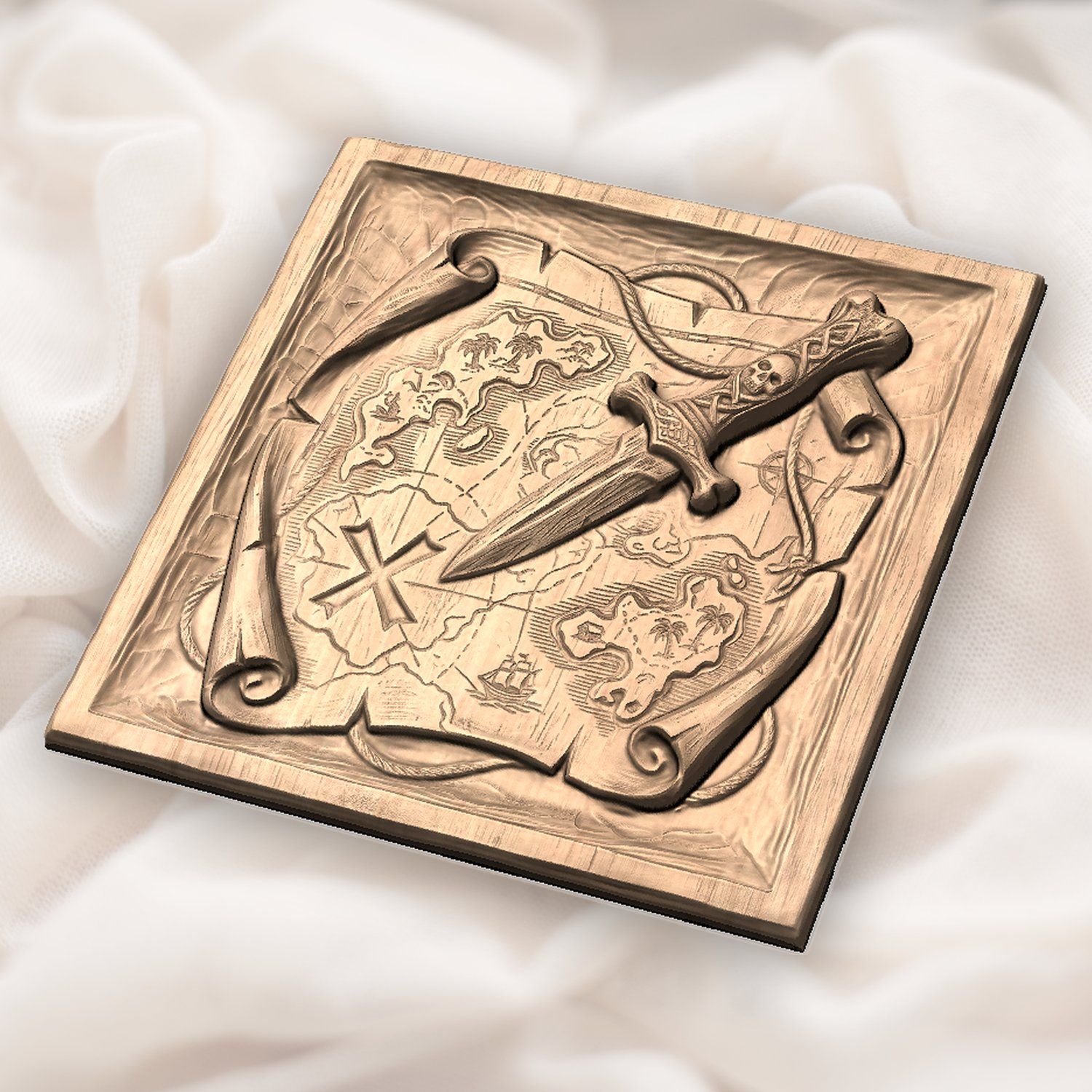 Pirate Map Bone Dagger CNC Relief STL bas-relief STL — view 5