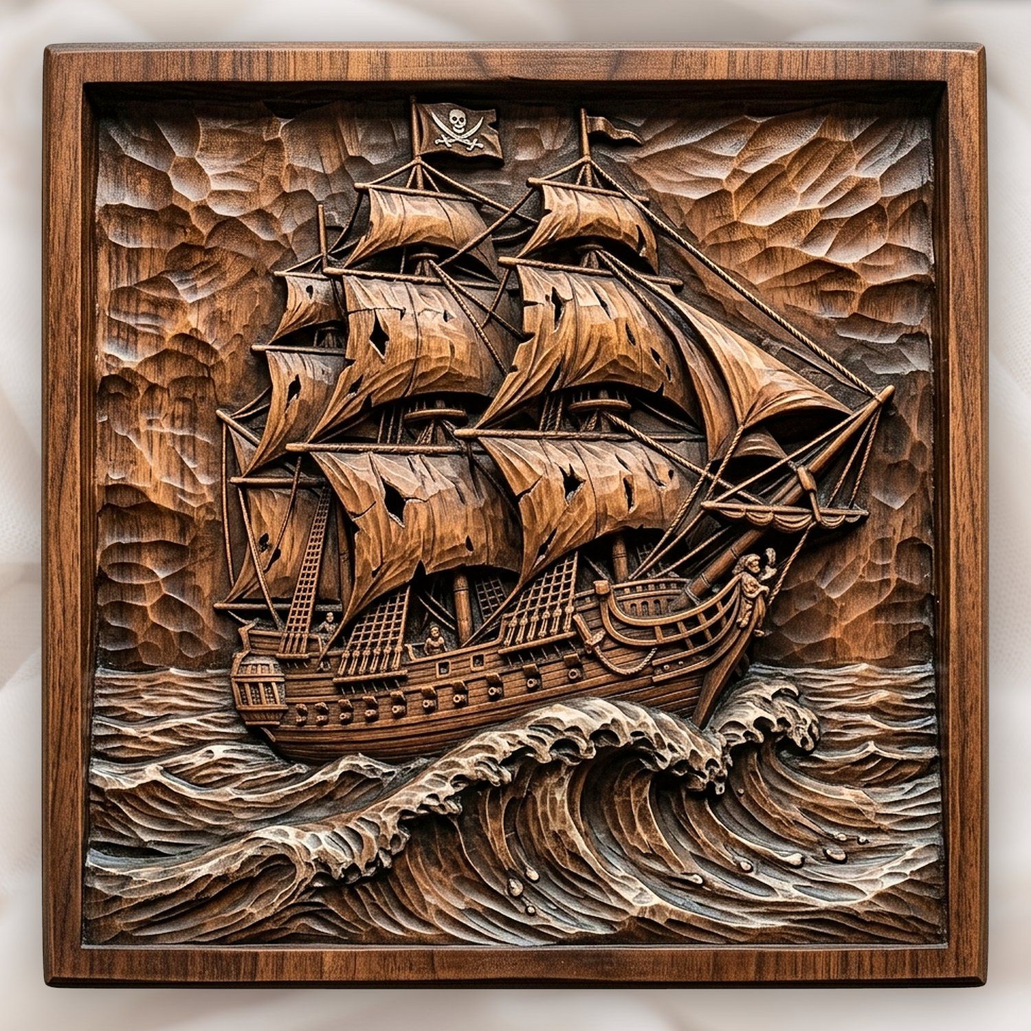 Pirate Ship Galleon Sea Wave CNC Relief STL bas-relief STL design