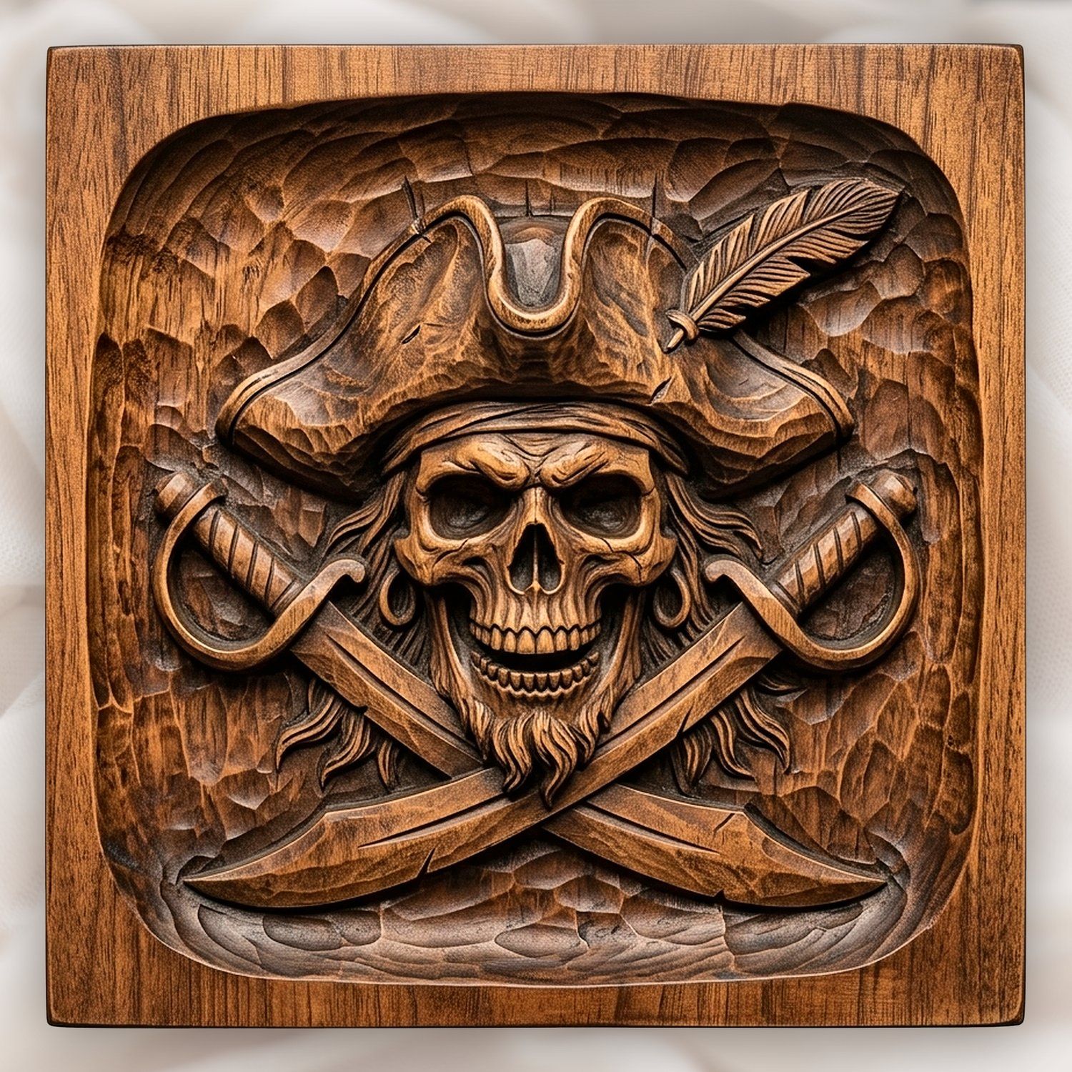 Pirate Skull and Crossed Cutlasses CNC Relief STL bas-relief STL design