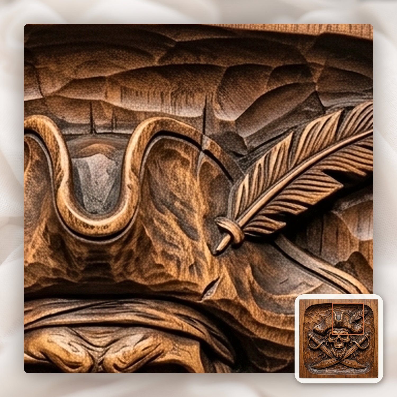 Pirate Skull and Crossed Cutlasses CNC Relief STL bas-relief STL — view 11