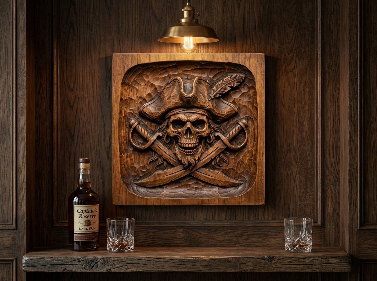 Pirate Skull and Crossed Cutlasses CNC Relief STL bas-relief STL — view 12