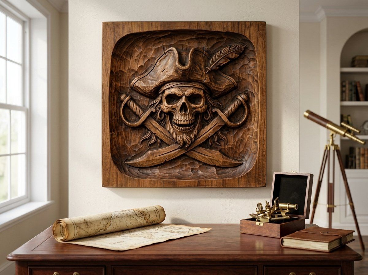 Pirate Skull and Crossed Cutlasses CNC Relief STL bas-relief STL — view 13
