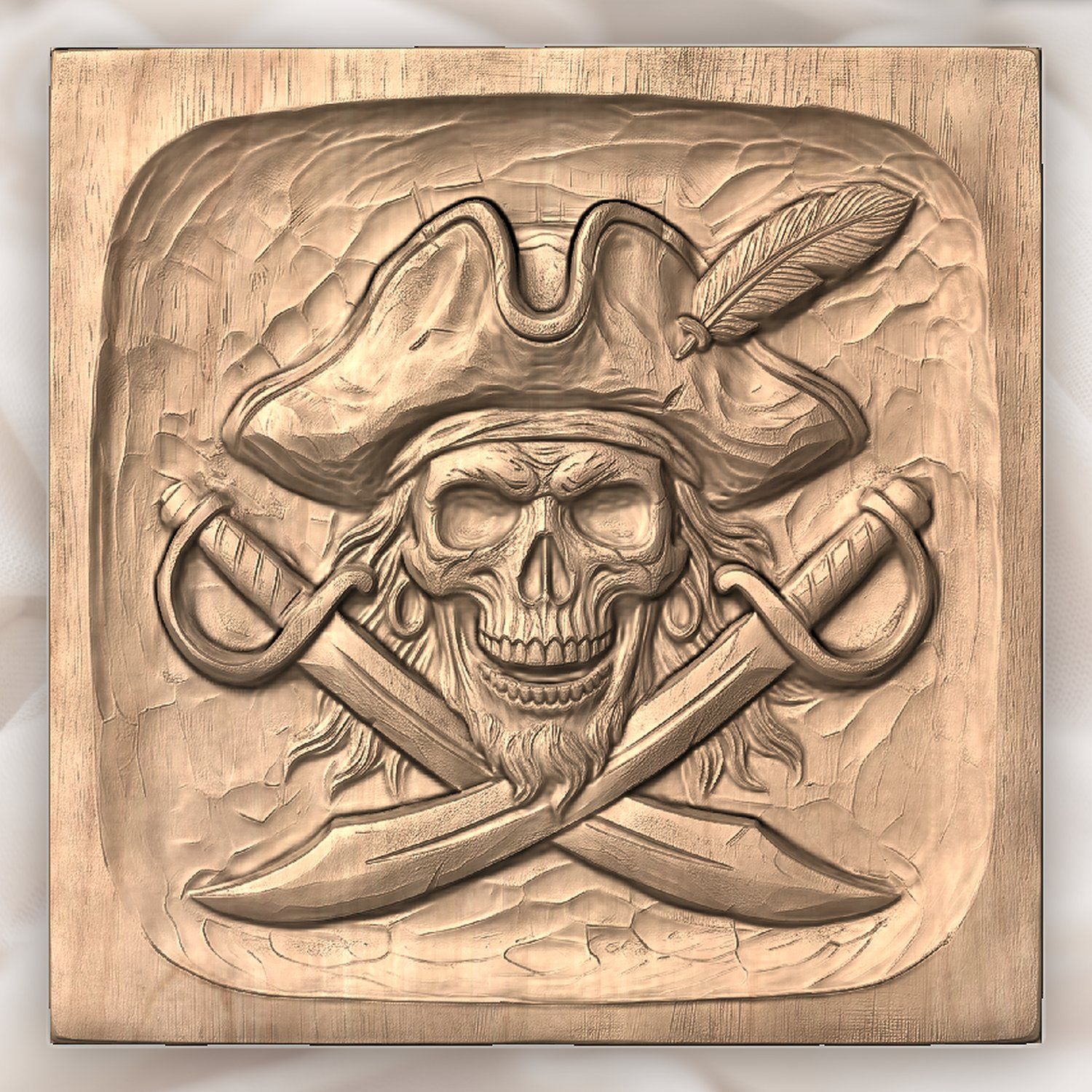 Pirate Skull and Crossed Cutlasses CNC Relief STL bas-relief STL — view 4