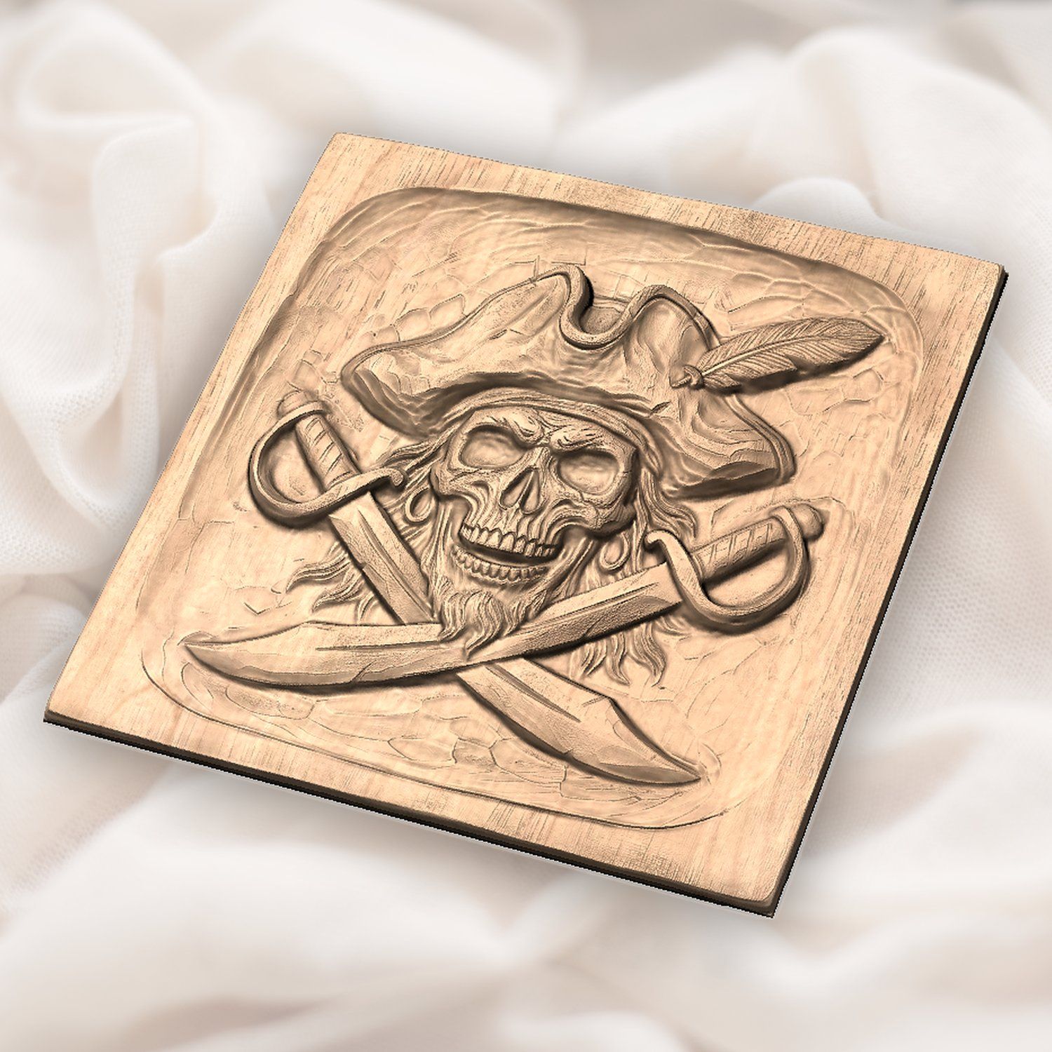 Pirate Skull and Crossed Cutlasses CNC Relief STL bas-relief STL — view 5