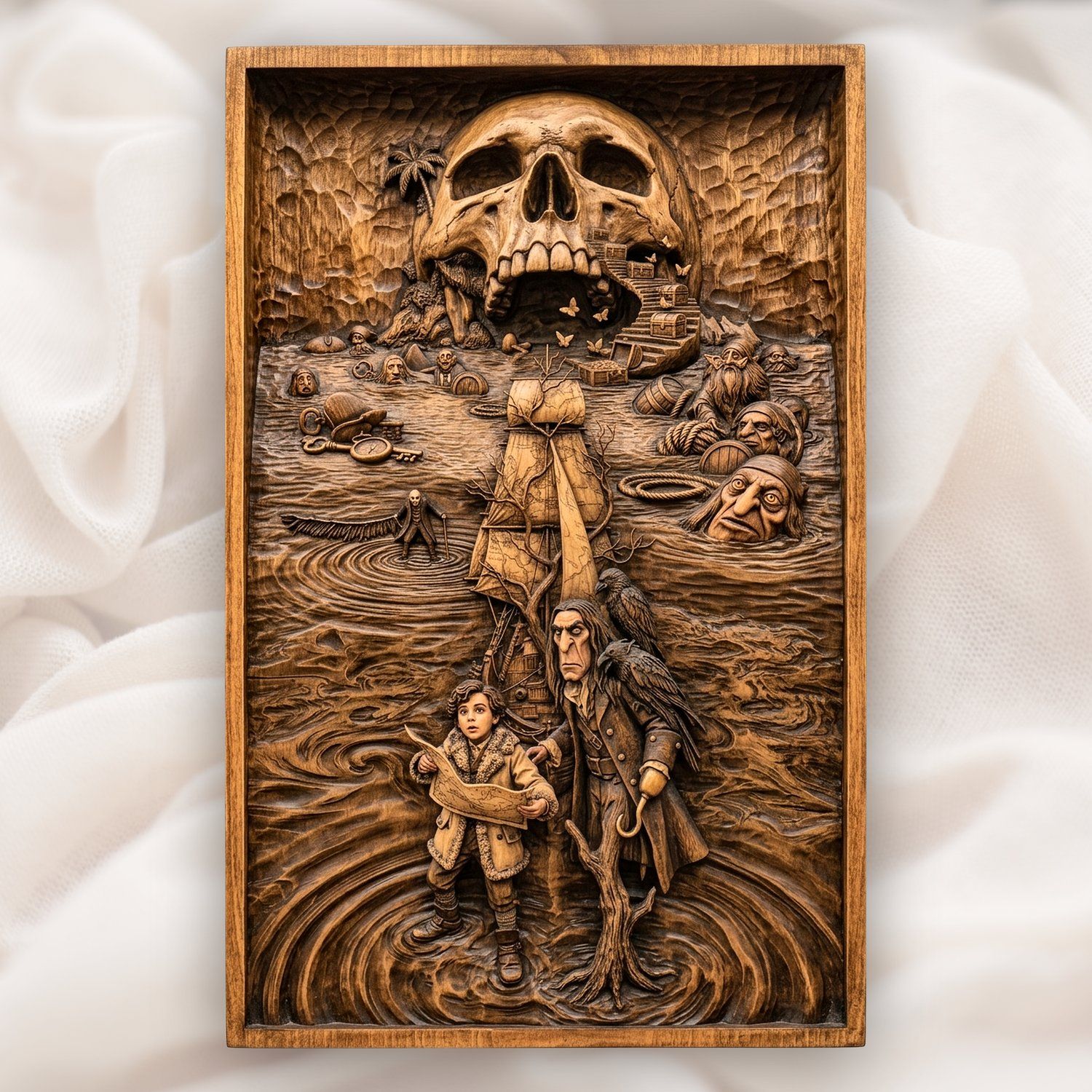 Pirate Treasure Map Adventure CNC Relief STL bas-relief STL design