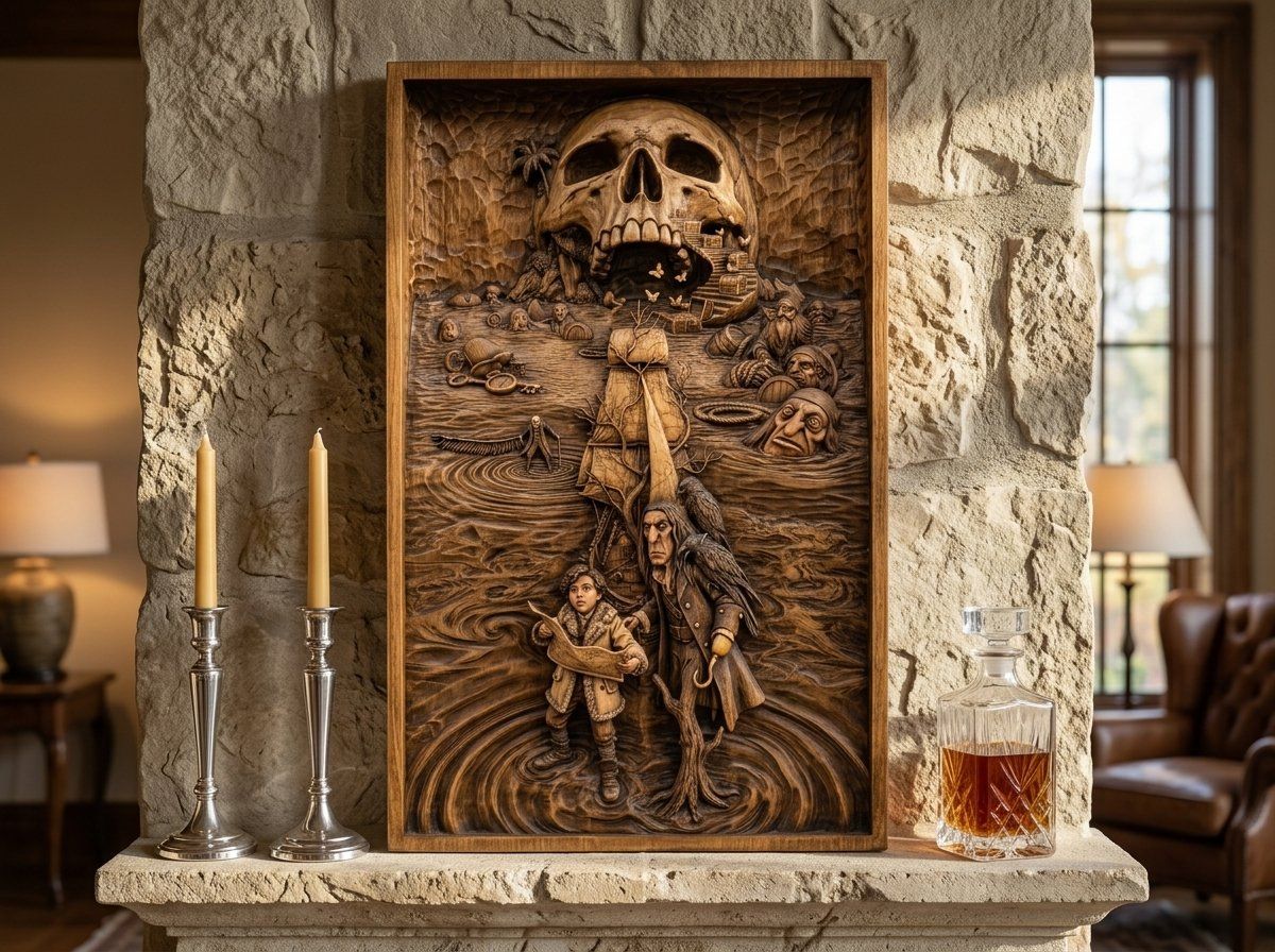 Pirate Treasure Map Adventure CNC Relief STL bas-relief STL — view 15