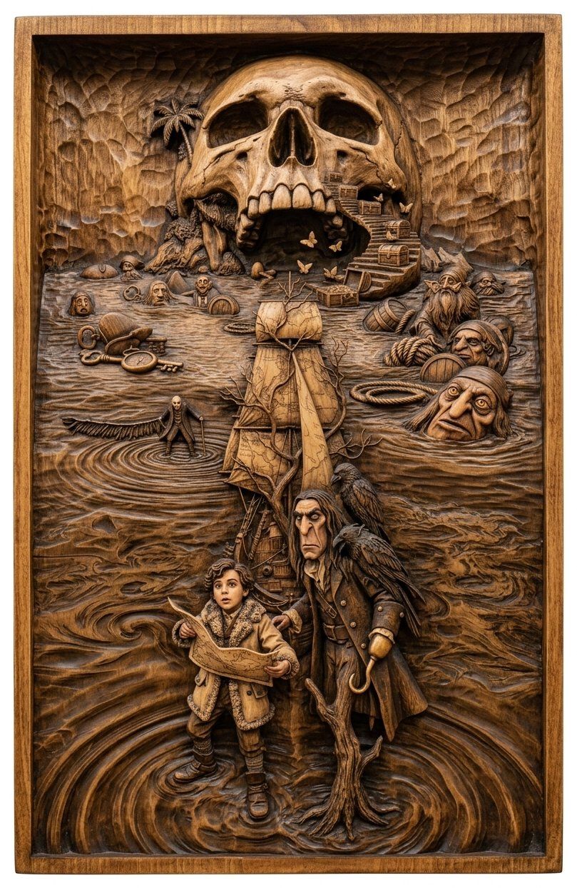 Pirate Treasure Map Adventure CNC Relief STL bas-relief STL — view 4