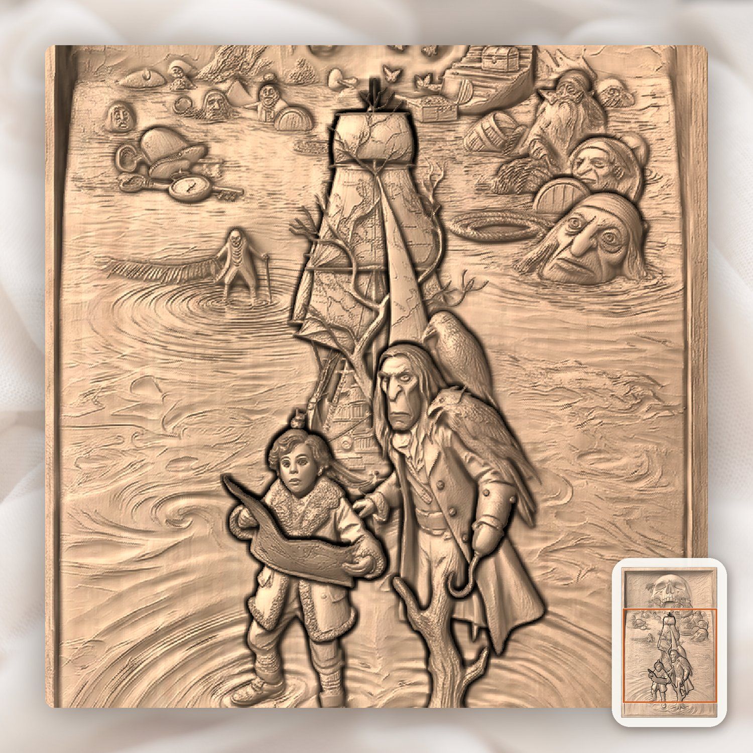 Pirate Treasure Map Adventure CNC Relief STL bas-relief STL — view 7
