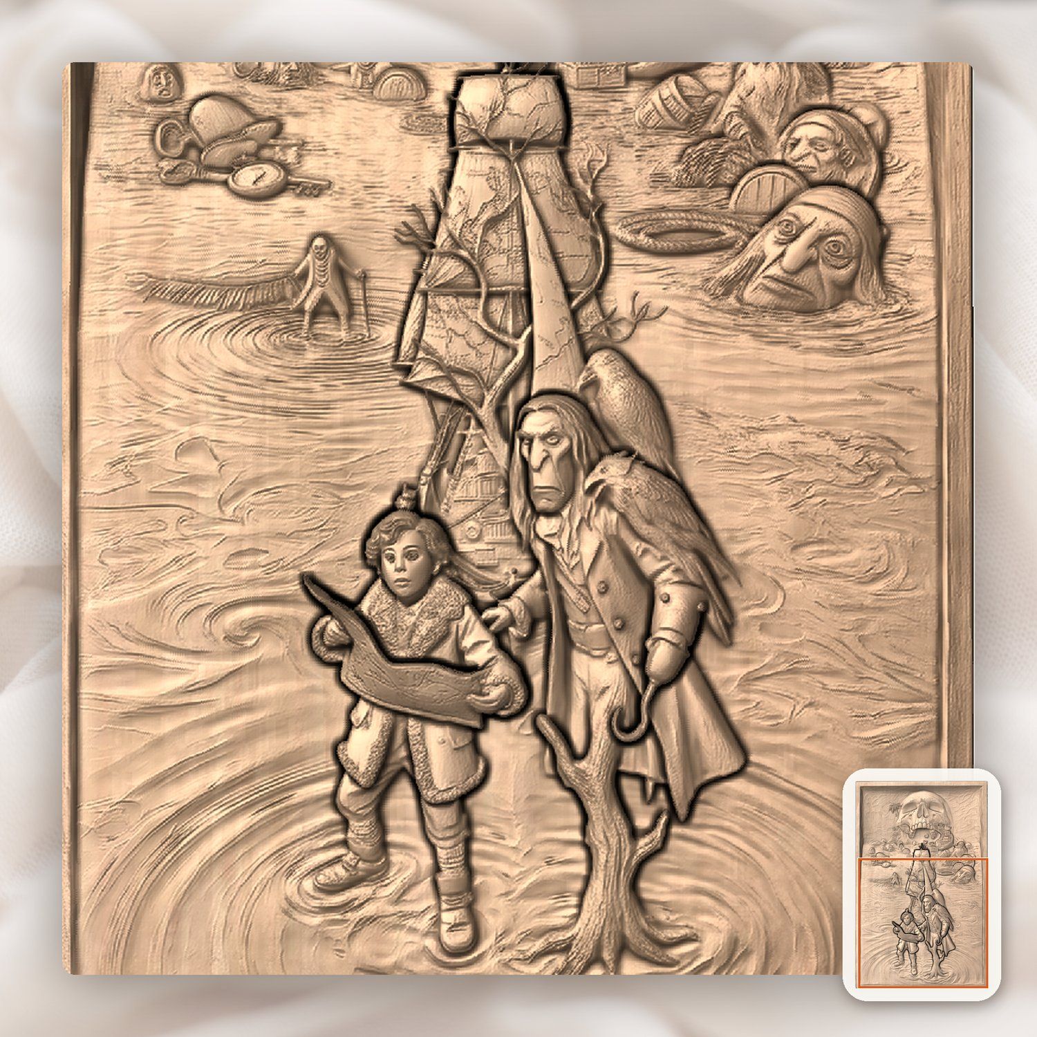 Pirate Treasure Map Adventure CNC Relief STL bas-relief STL — view 8