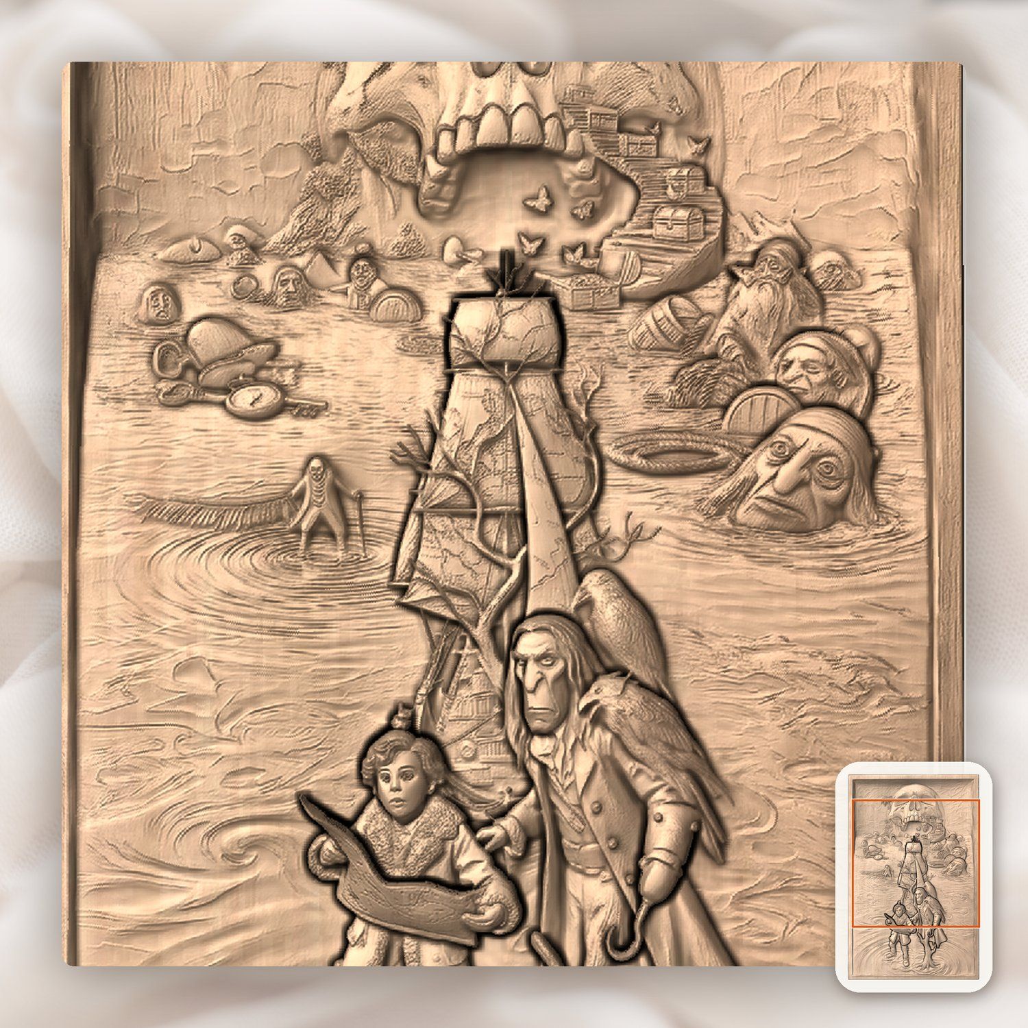 Pirate Treasure Map Adventure CNC Relief STL bas-relief STL — view 9
