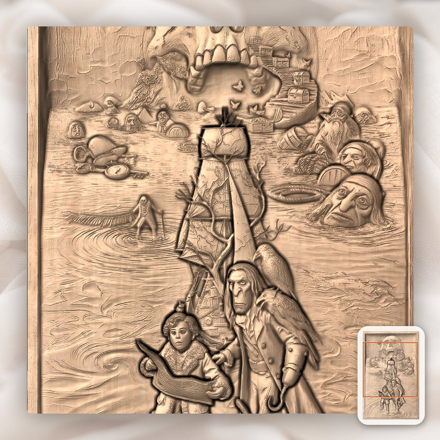 Pirate Treasure Map Adventure CNC Relief STL bas-relief STL — view 10