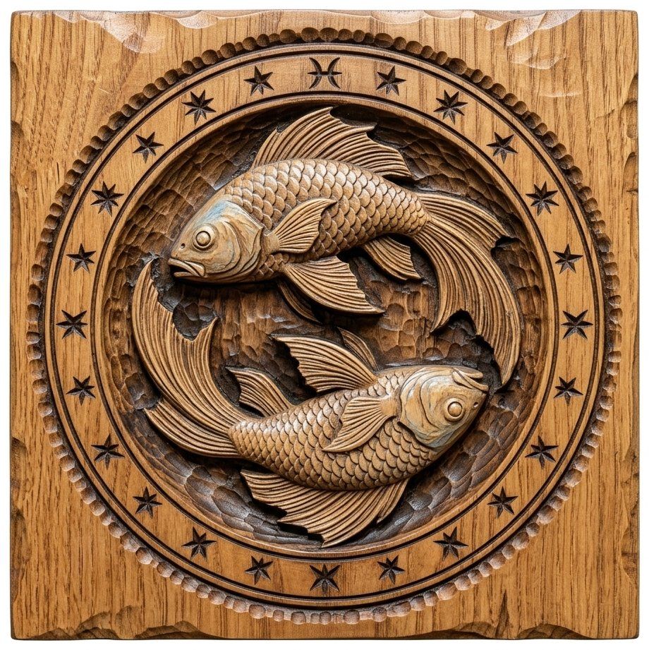 Pisces Zodiac Astrology Fish CNC Relief STL bas-relief STL — view 12