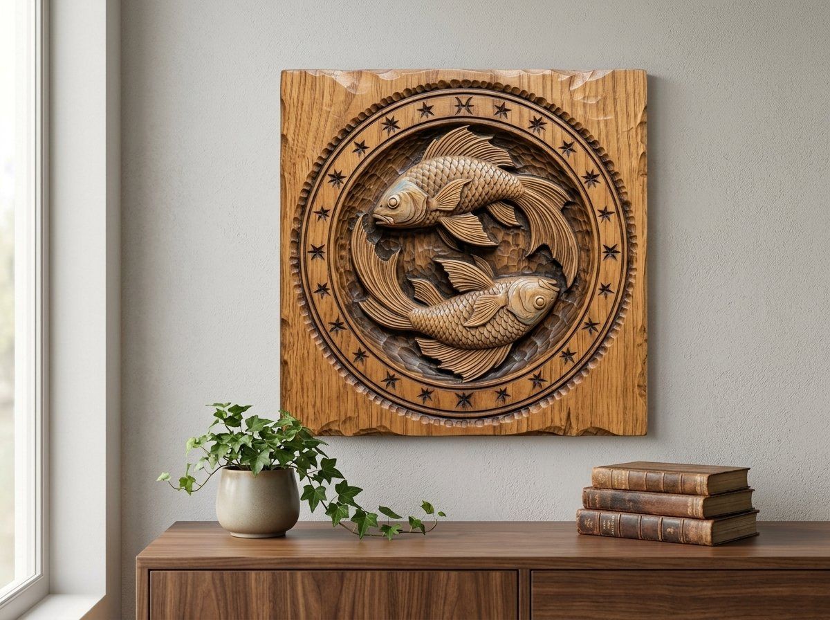 Pisces Zodiac Astrology Fish CNC Relief STL bas-relief STL — view 13