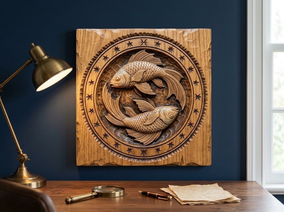 Pisces Zodiac Astrology Fish CNC Relief STL bas-relief STL — view 14