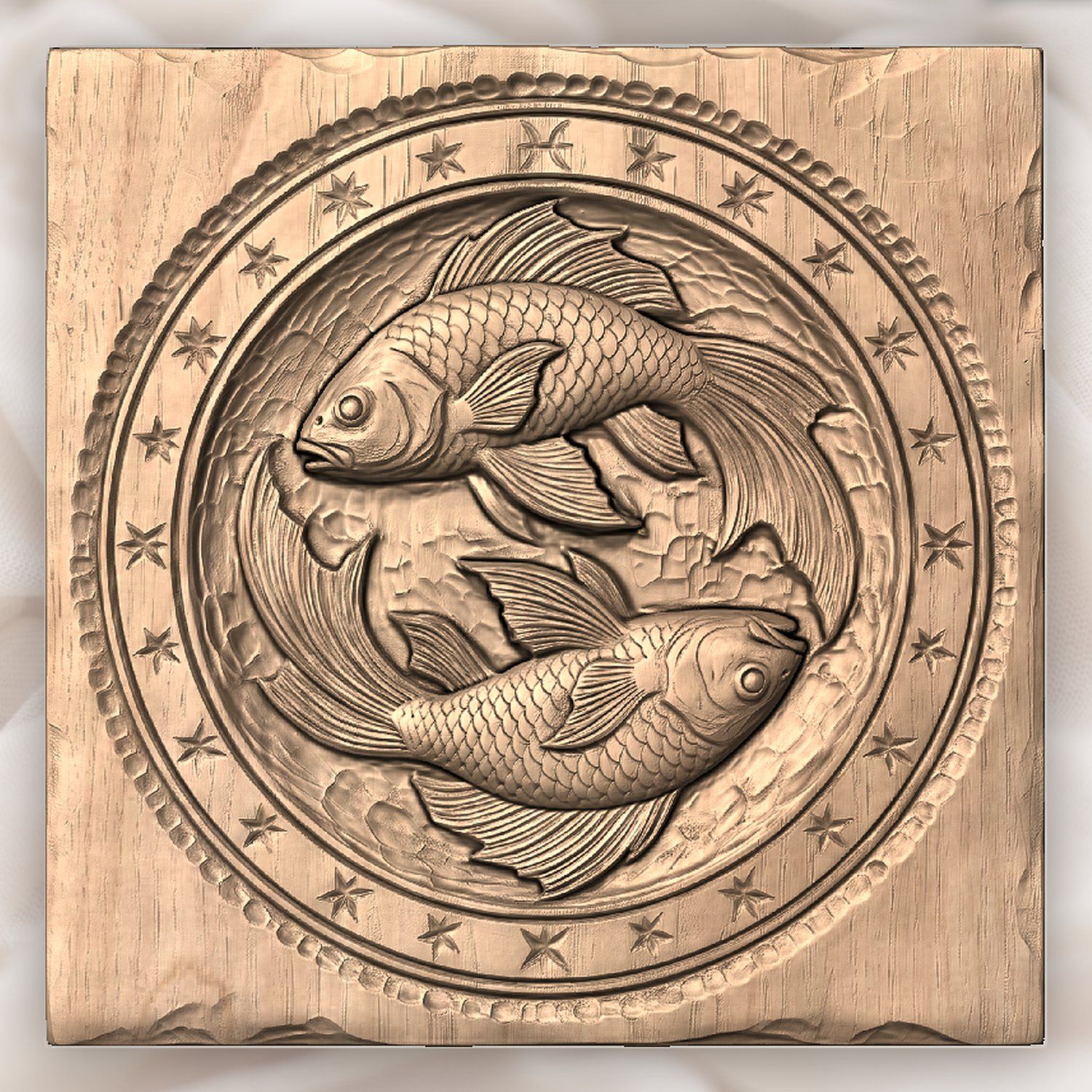 Pisces Zodiac Astrology Fish CNC Relief STL bas-relief STL — view 4