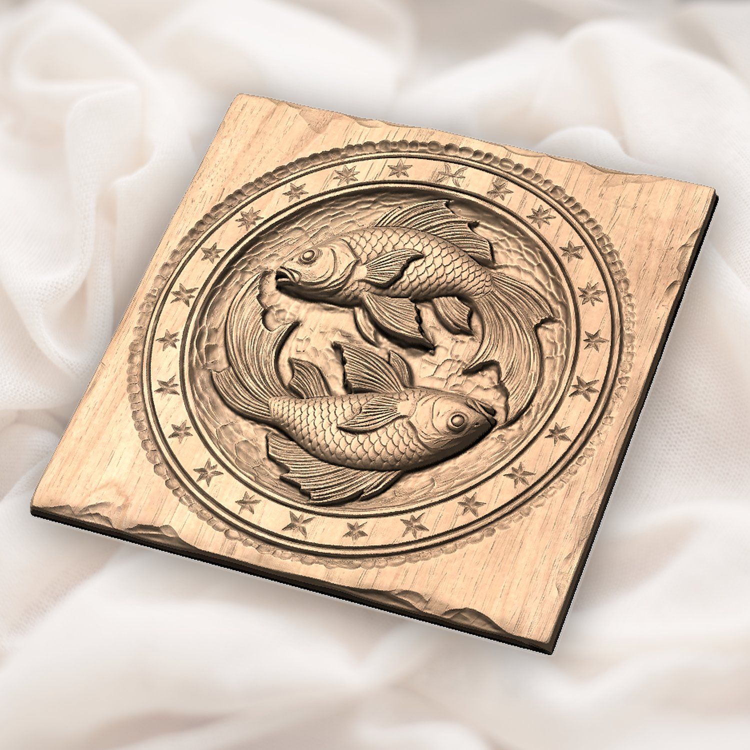 Pisces Zodiac Astrology Fish CNC Relief STL bas-relief STL — view 5
